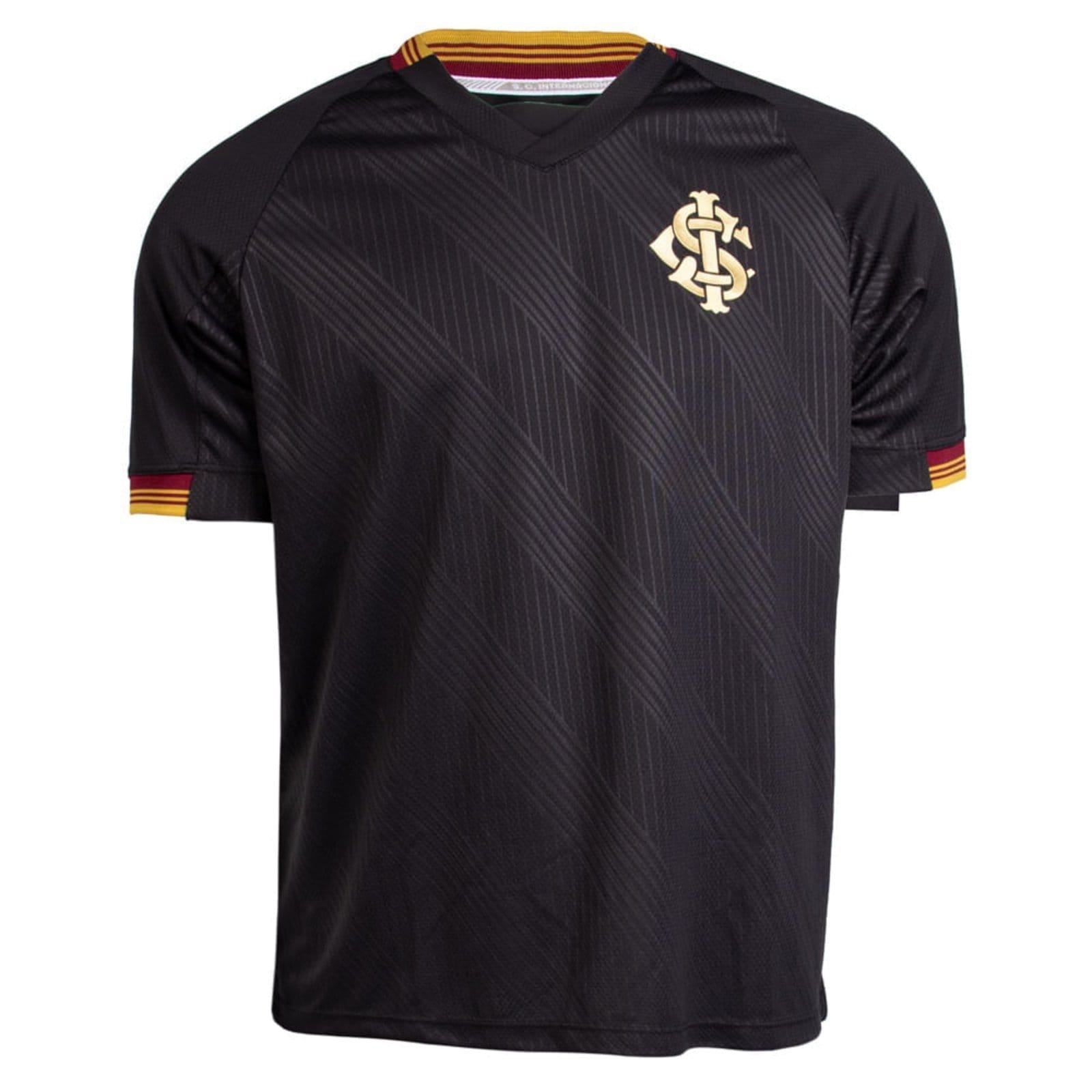 Vista 2 Camiseta Masculina Betel Inter Gold II Gola V Preto/Dourado Betel preto gold