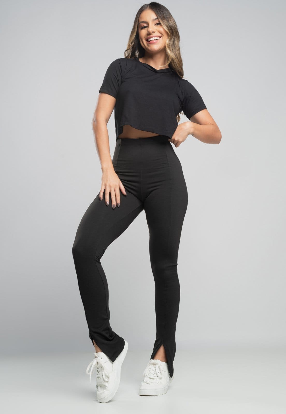 Calça Montaria MVB Modas Térmica Peluciada Cintura Alta Preta