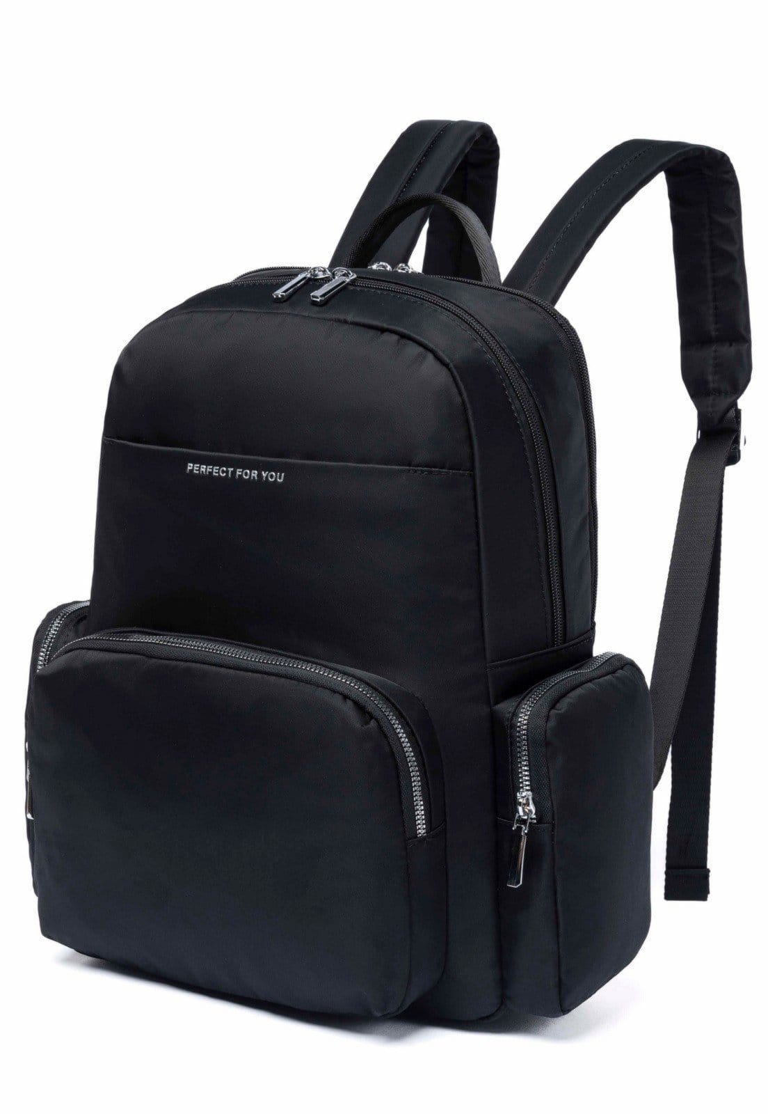 Vista 2 Bolsa Mochila Feminina Escolar Espaçosa Trabalho Reforçada Perfect For You preto