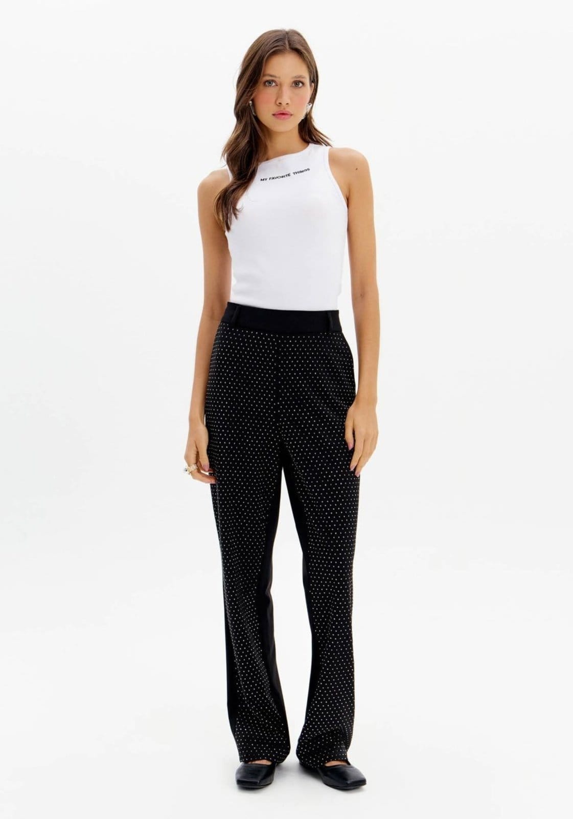 Vista 2 Calça Alfaiataria Reta com Brilhos My Favorite Things preto