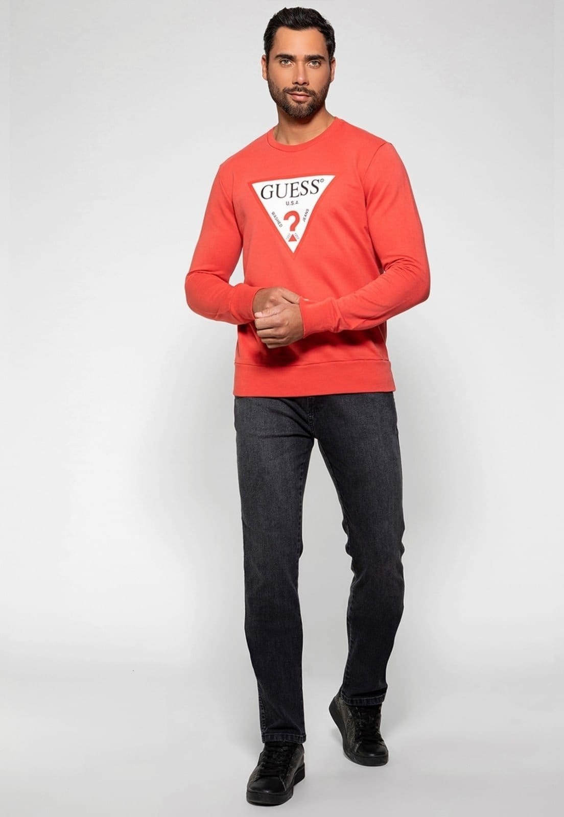 Vista 2 Blusa de Moletom Logo Classic Guess Salmão Guess laranja