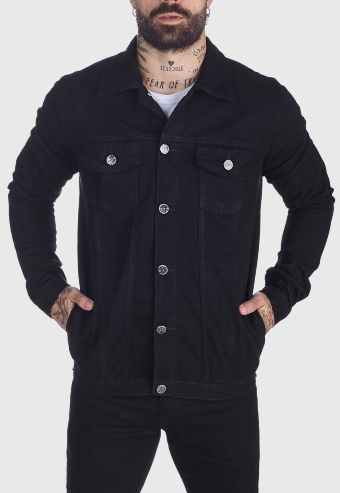 Vista 2 Jaqueta Jeans HNO Jeans Lisa HNO Jeans preto