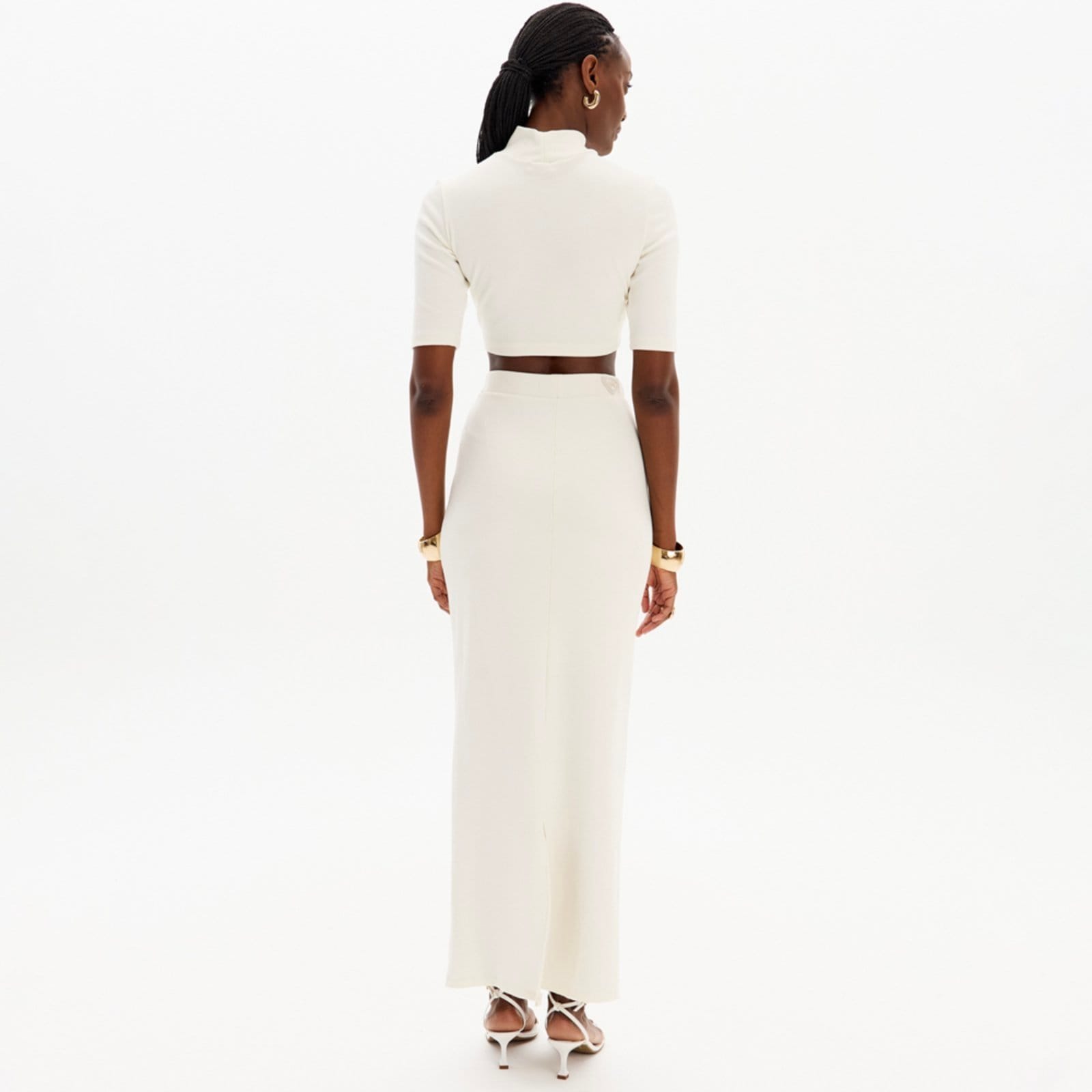 Vista 2 Saia Super Midi Lança Perfume High In25 Off White Feminino Lança Perfume amarelo white