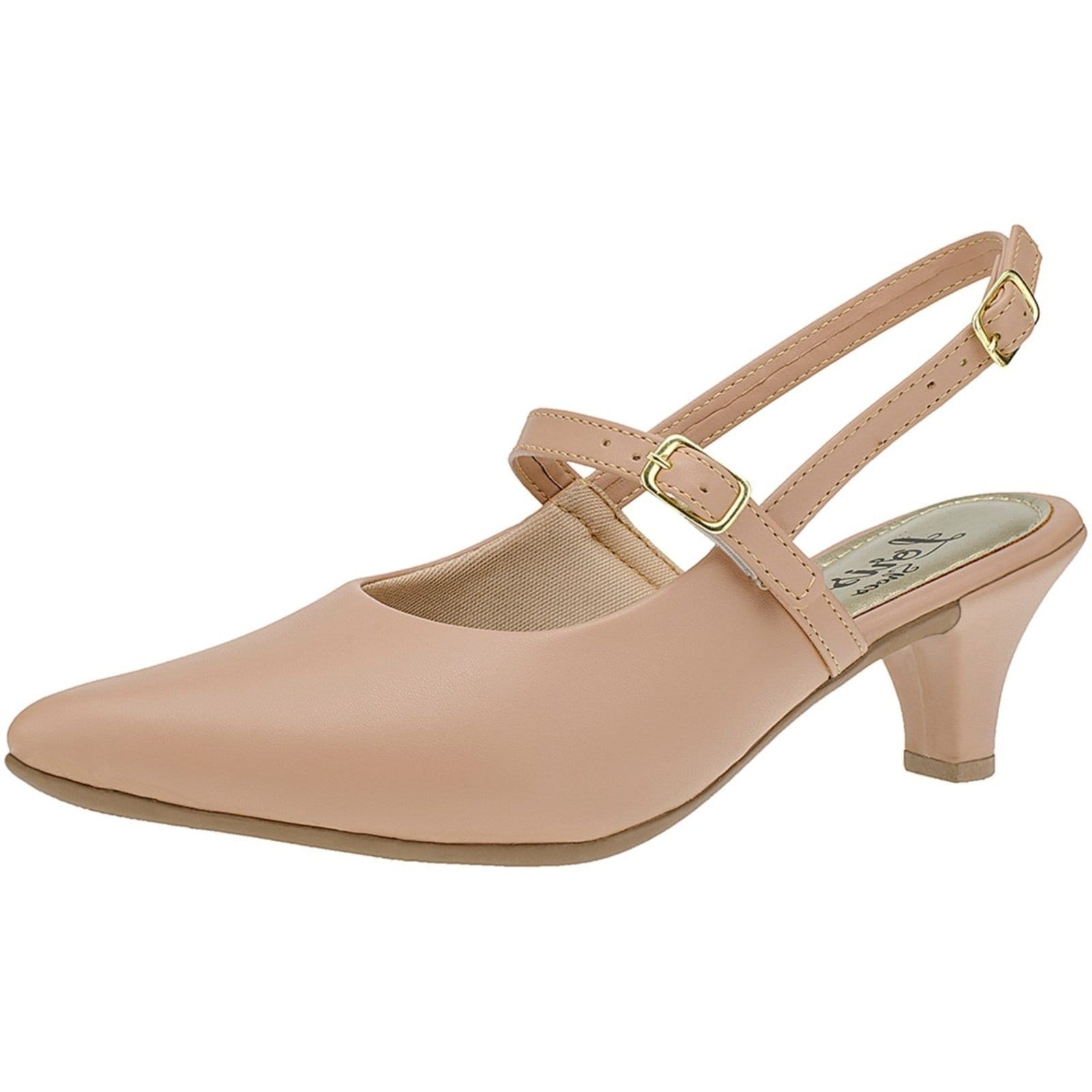 Vista 2 Sapato Feminino Lóris Shoes Scarpin Salto Baixo Fino Sapato SlingBack Retrô Clássico 20501 LÓRIS SHOES nude