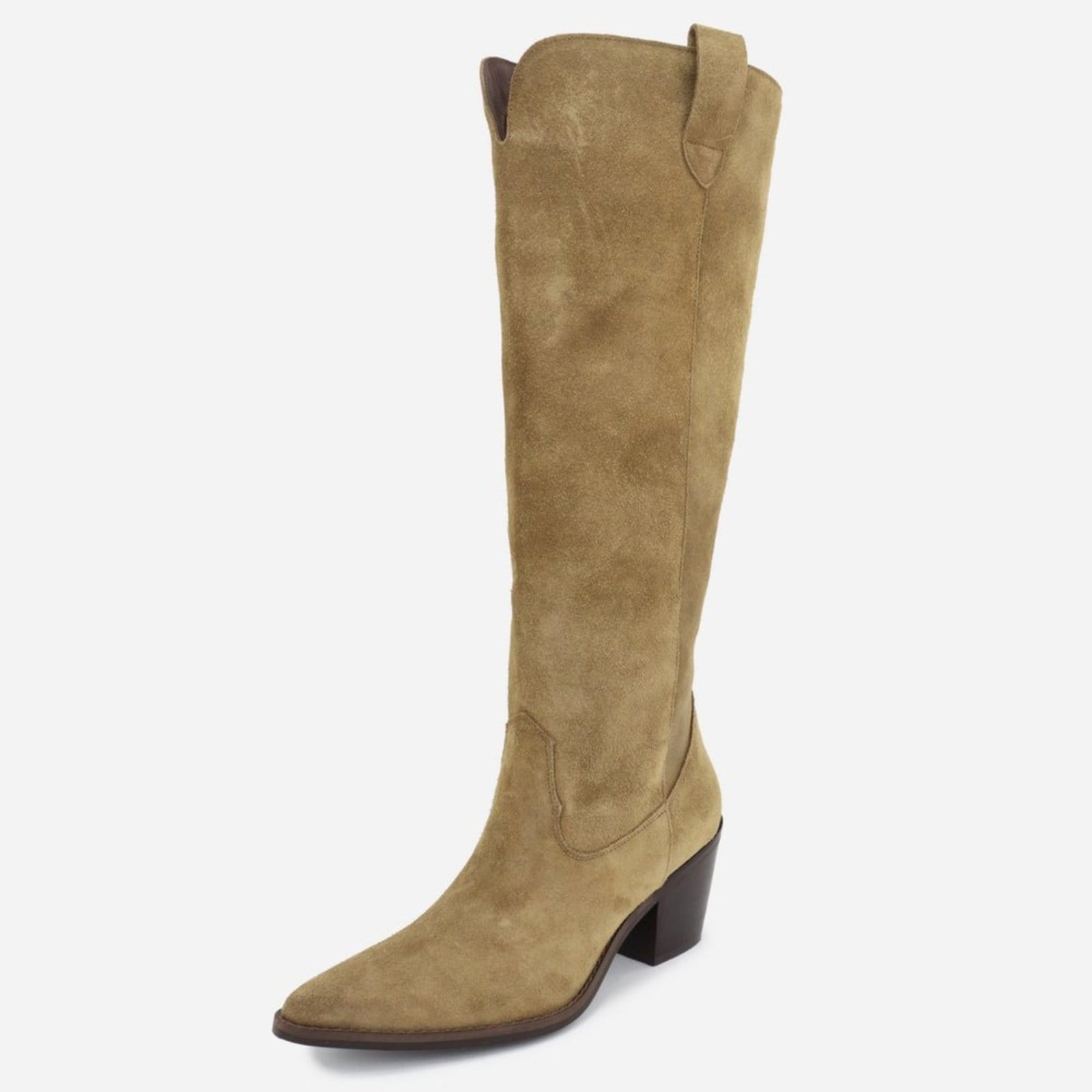 Vista principal Bota Texana Montaria Western Bico Fino Feminina Couro Cano Longo Maria Paula Conforto Taupe MARIA PAULA bege/nude