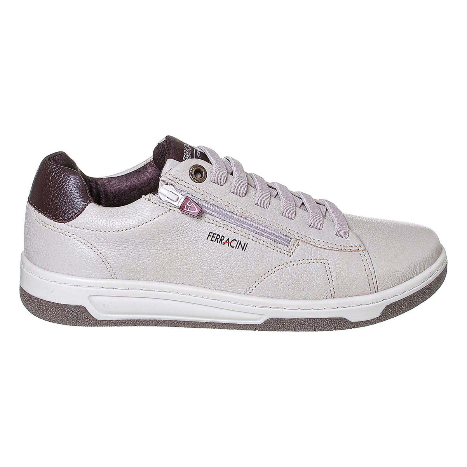 Vista 2 Sapatênis Masculino Couro Casual Fechamento Ziper Lateral Tênis Claro Minipasso cinza