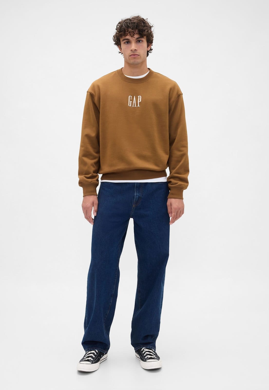 Vista 2 Blusa de Moletom Masculina GAP Logo Palomino Brown GAP marrom brown