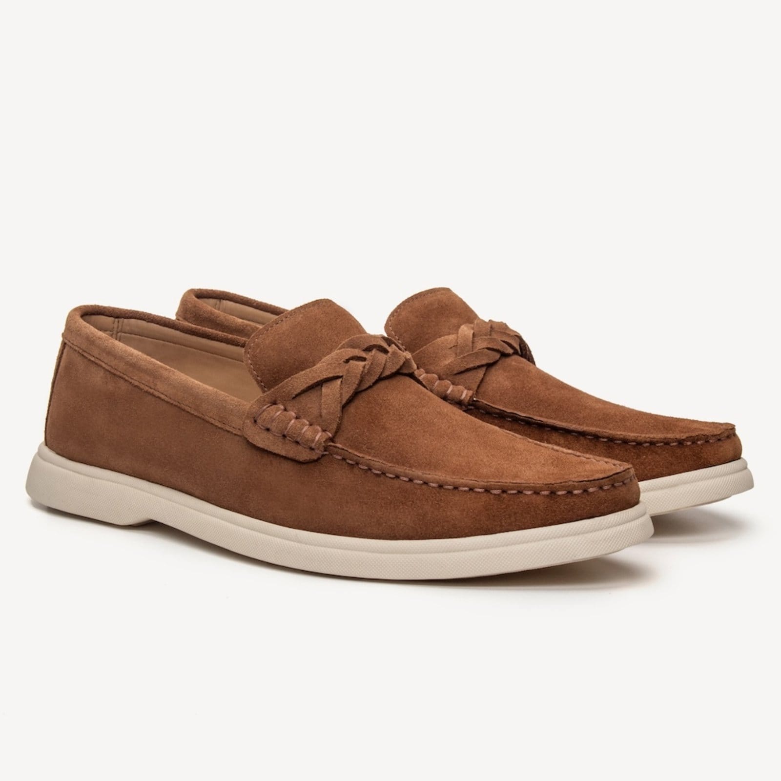Vista principal Loafer Masculino em Couro Sardine Camel Carteziano caramelo