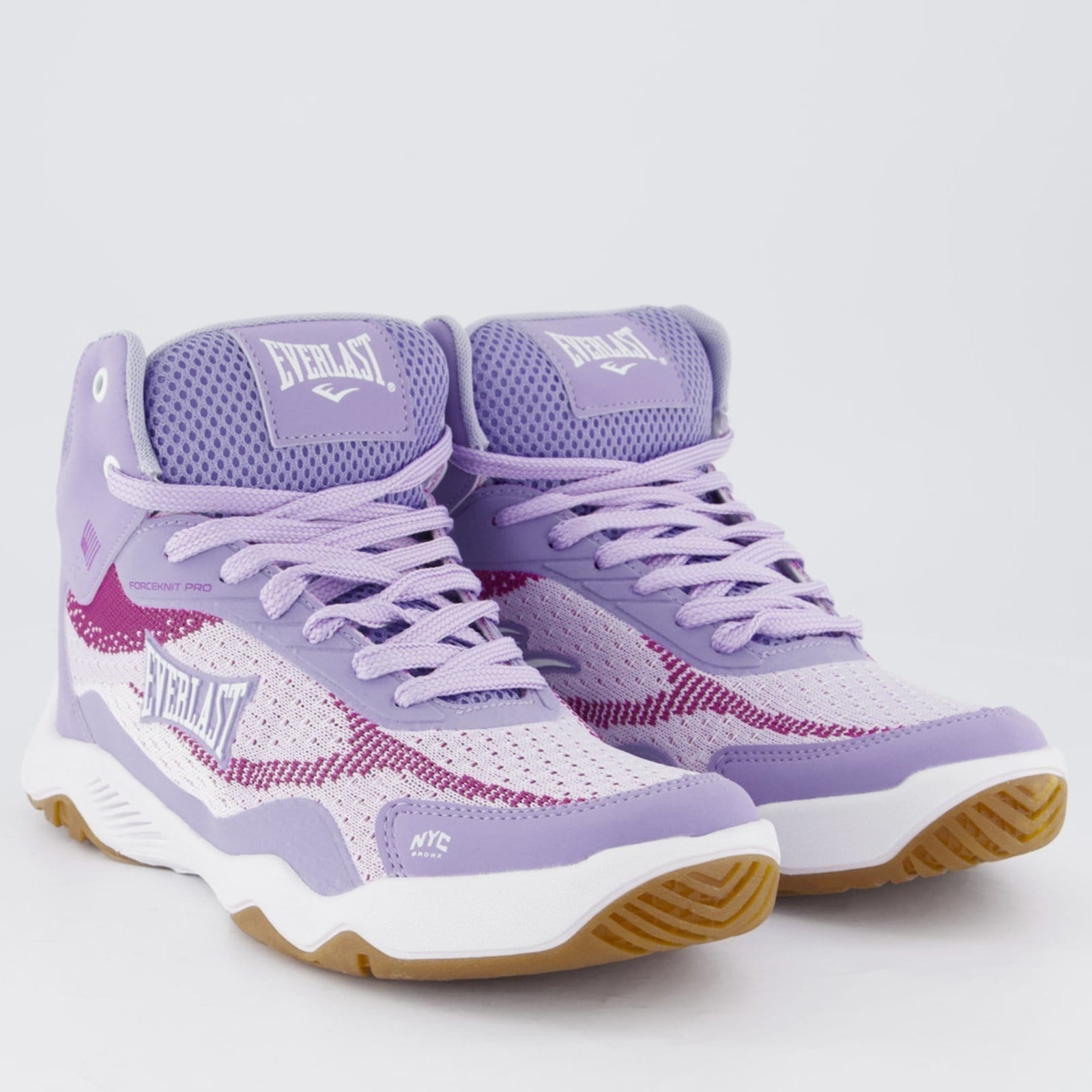 Vista 2 Tênis Everlast Forceknit Pro Feminino Lilás e Branco Everlast roxo