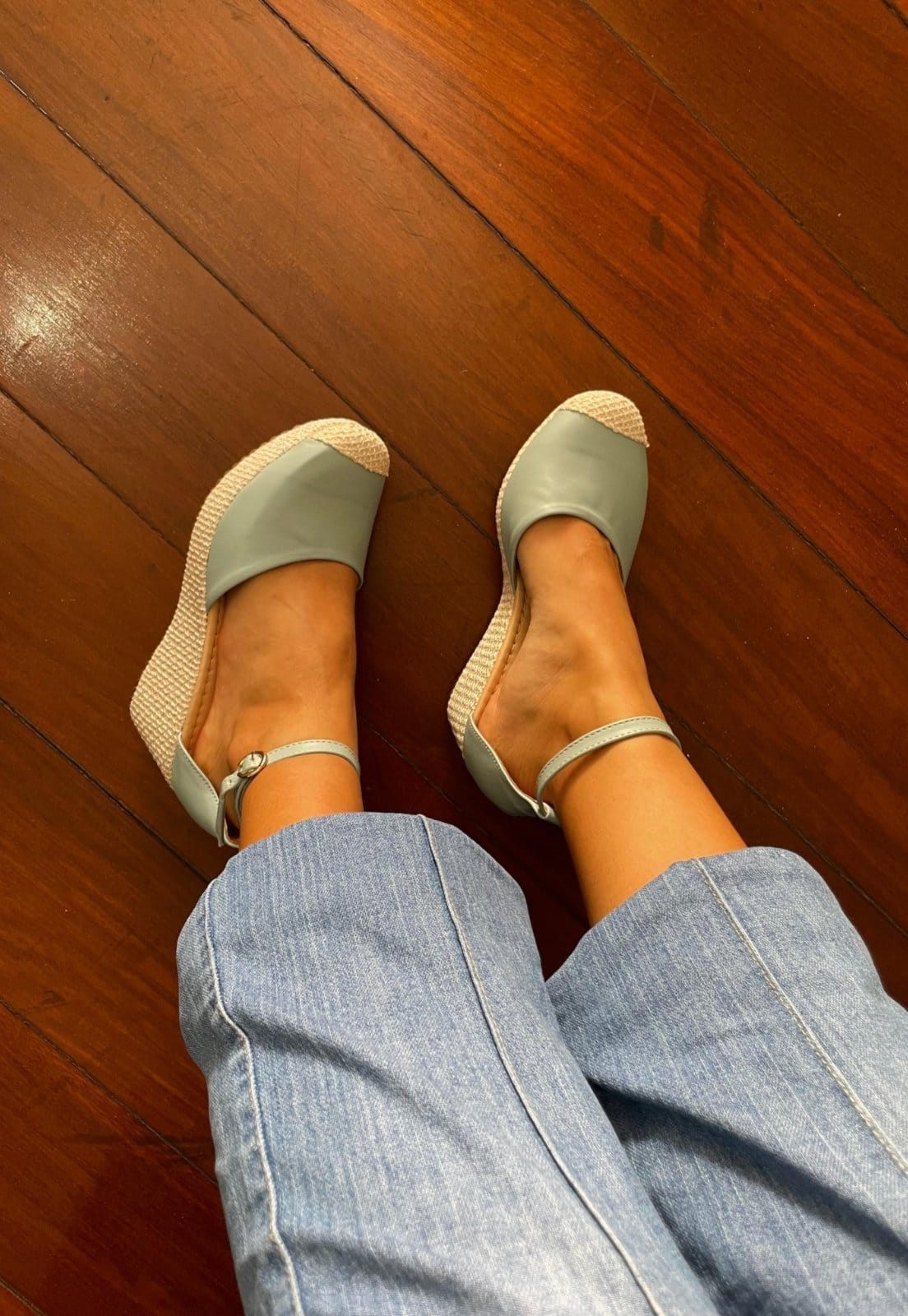 Vista 2 Sandália Plataforma Confort Atalia Shoes Linhão Trançado Napa Bico Fechado Atalia Shoes azul/azul marinho azul