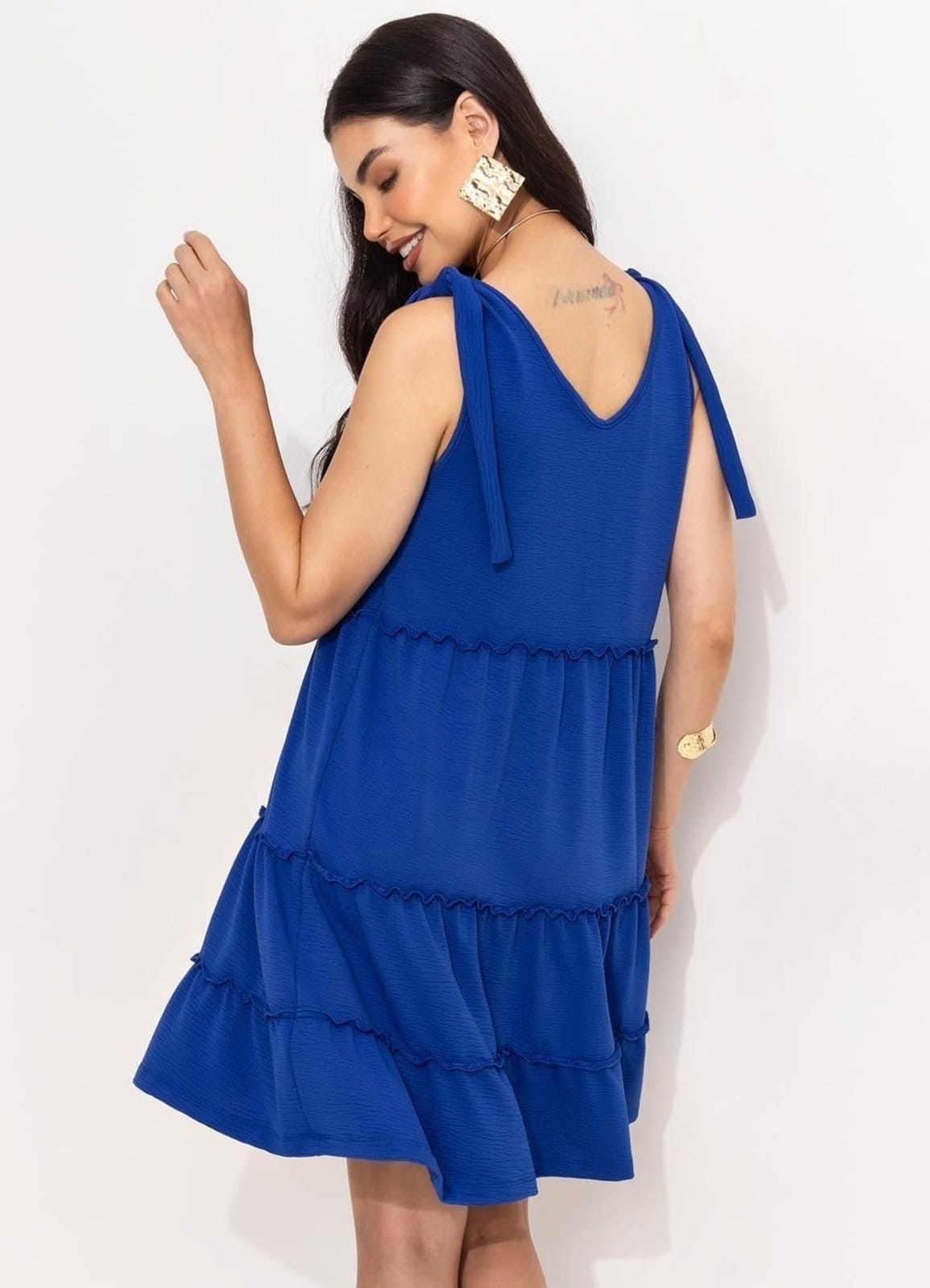 Vista 2 Vestido Malha Texturizada Royal Quintess azul