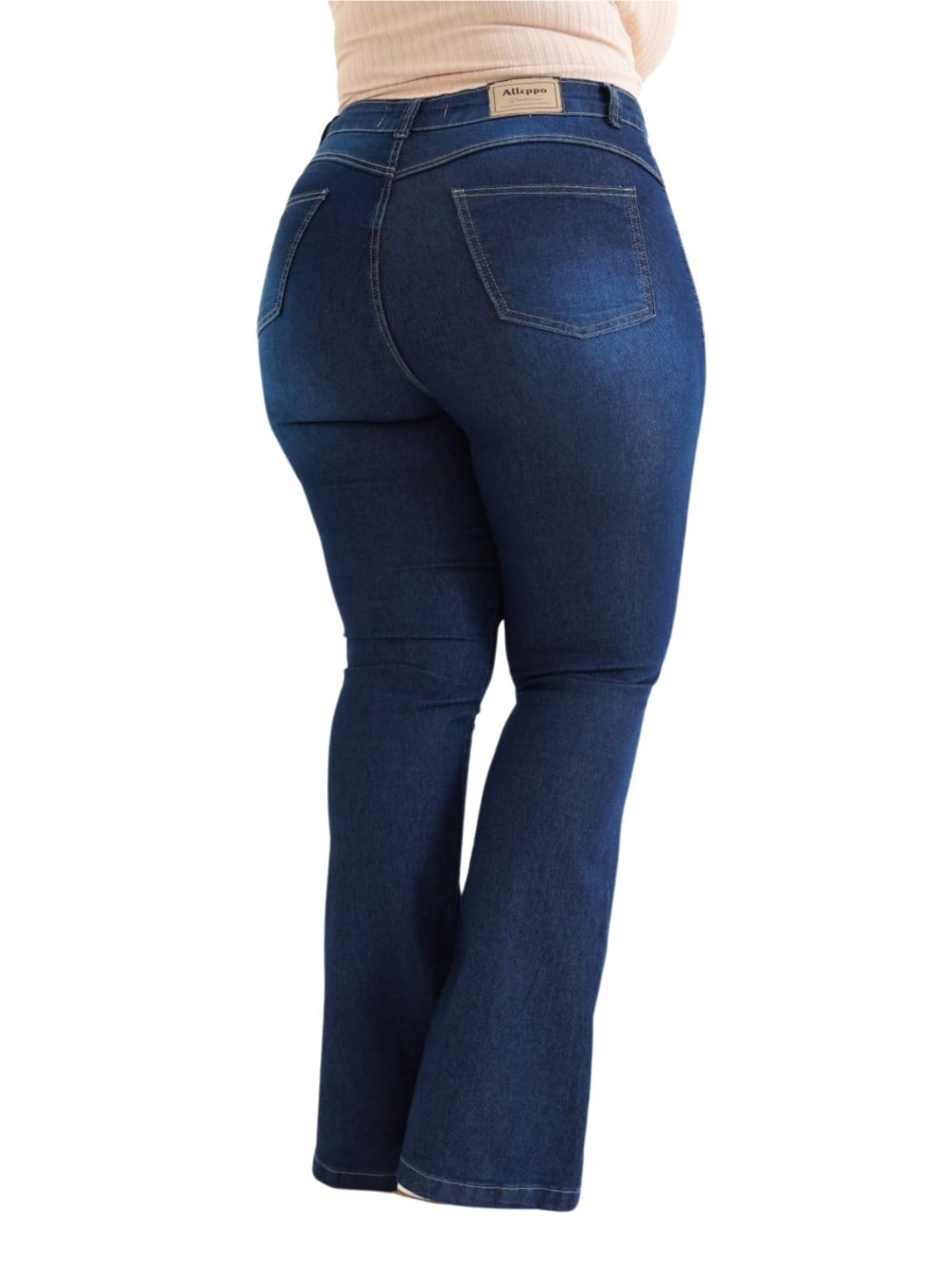 Vista 2 Calça Flare Plus Size Jeans Light Com Detalhe de Nervura Jeans JEANS LIGHT azul
