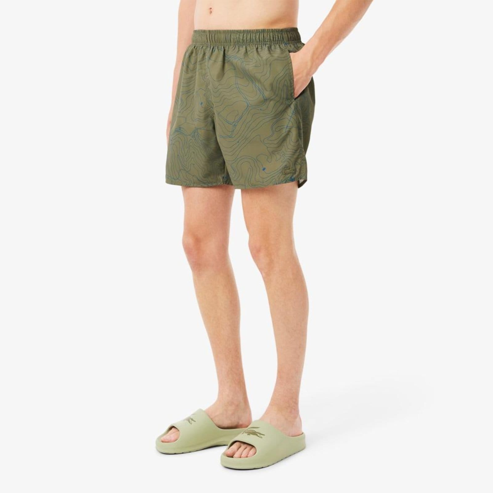 Vista 2 Sunga de Natação Estampada de Comprimento Médio Lacoste verde