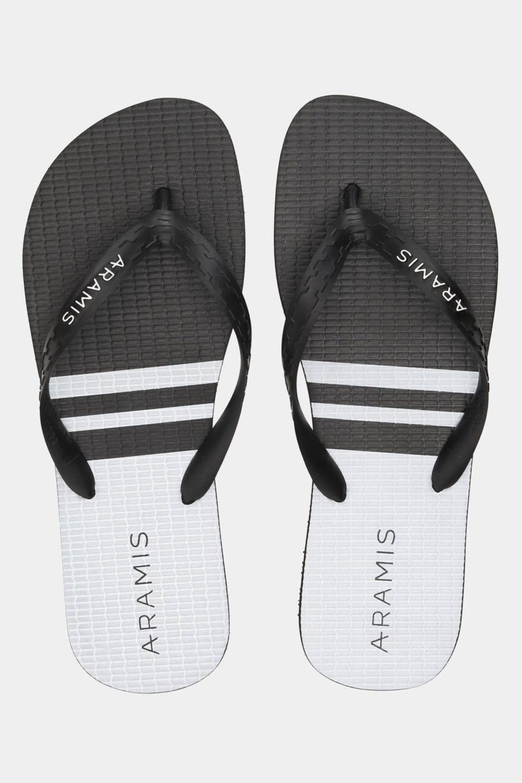 Vista 2 Chinelo Aramis Tiras e Preto Aramis branco