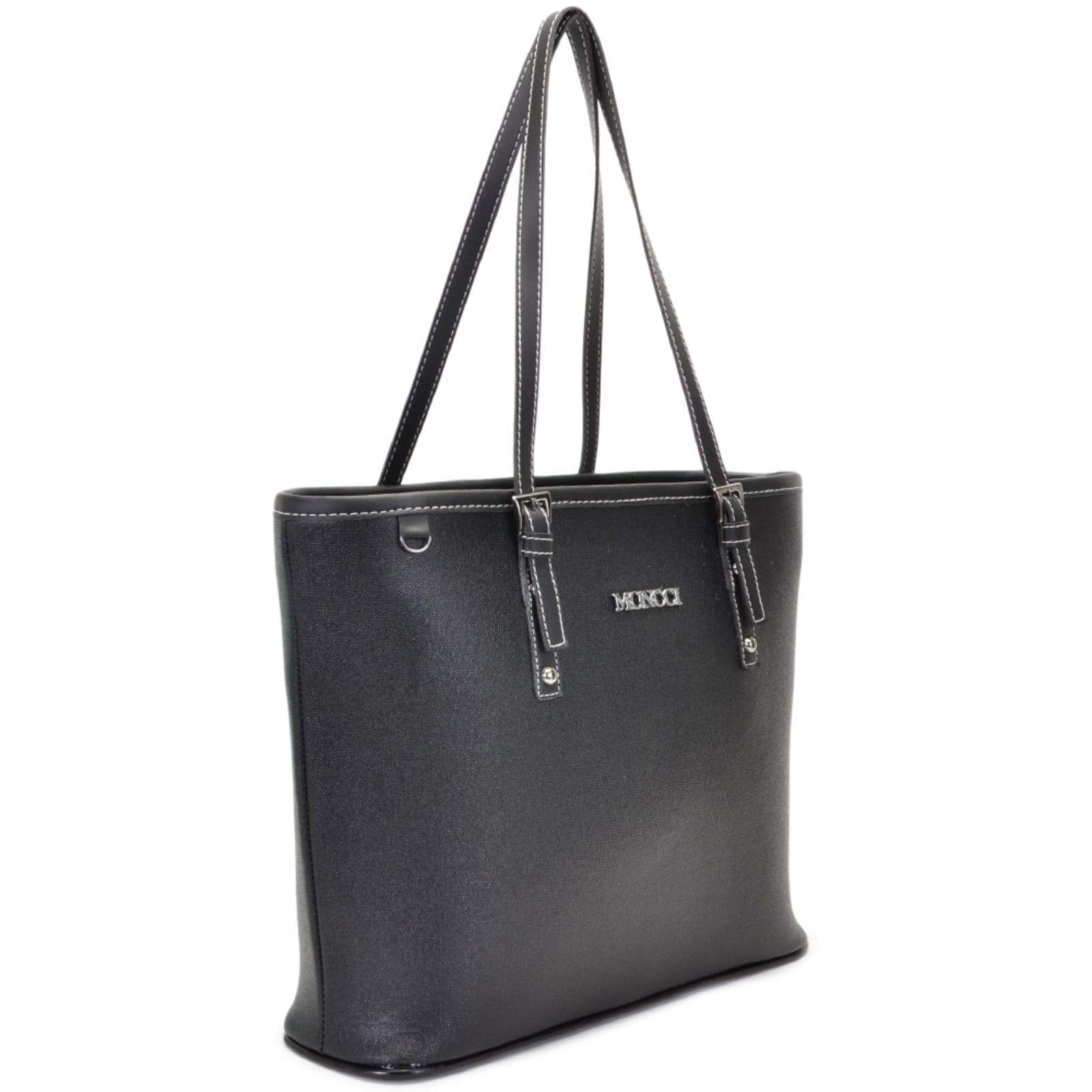 Vista 2 Bolsa Feminina Moncci Grande Ombro Forrada Fivela Roma Preta MONCCI preto