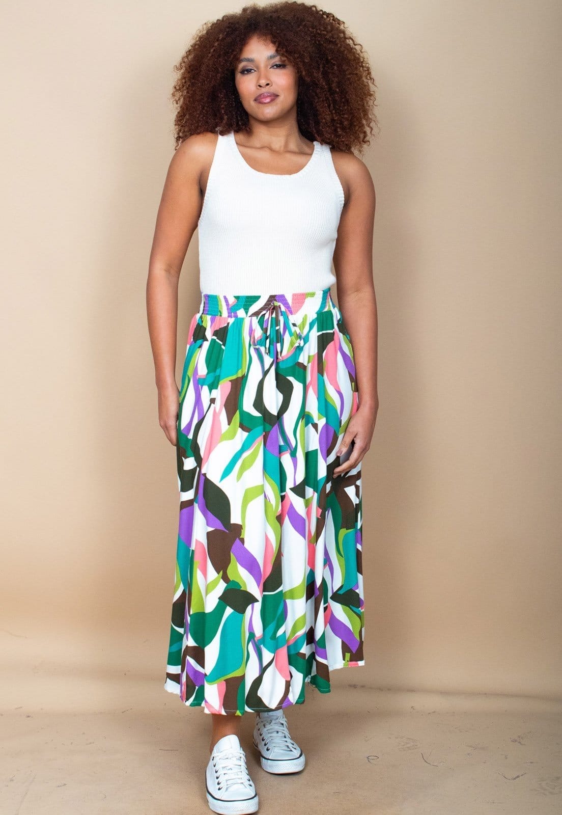 Saia Cabanafree Longa Viscose Estampa Encanto Botânico