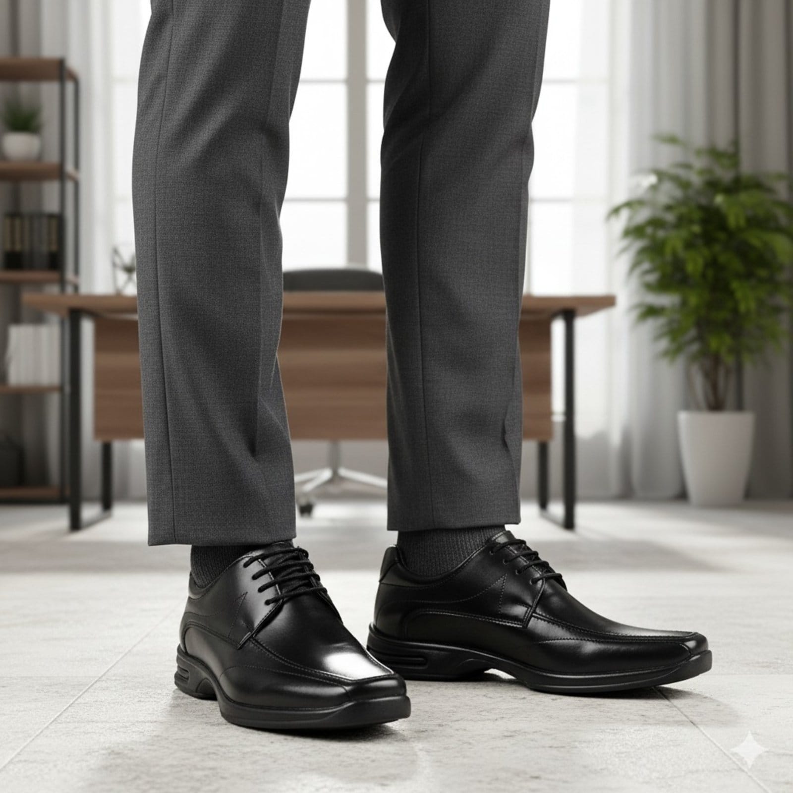 Vista 2 Sapato Social Masculino Couro Cadarço Confortavel Elegante Sapatofran preto