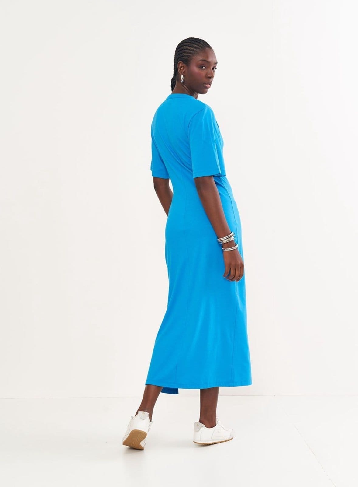 Vista 2 Vestido Midi Comfort Com Fenda Lateral Colcci Klenn Colcci azul