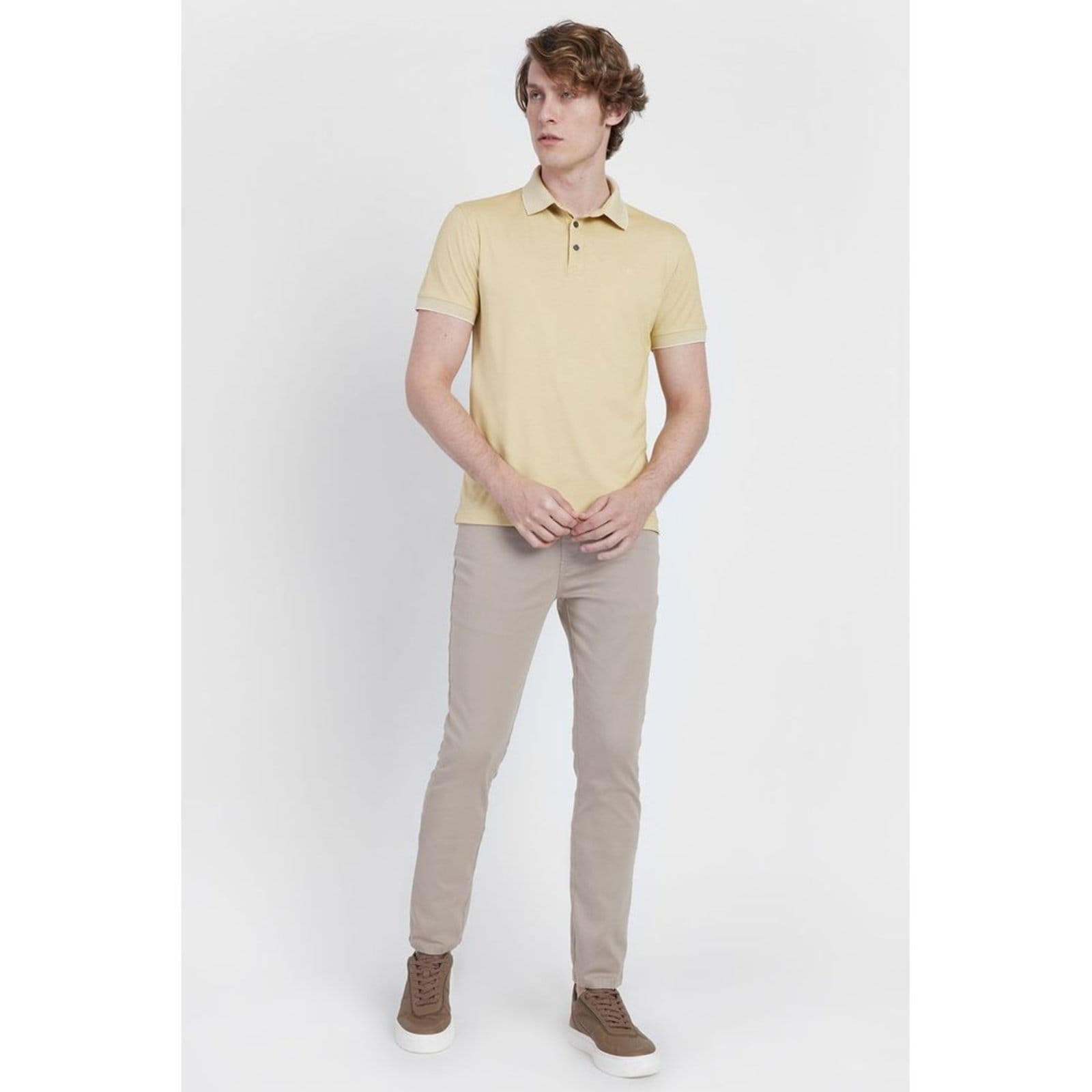 Vista 2 Polo Aramis Pima Tech Manga Curta Amarelo - G Aramis incolor