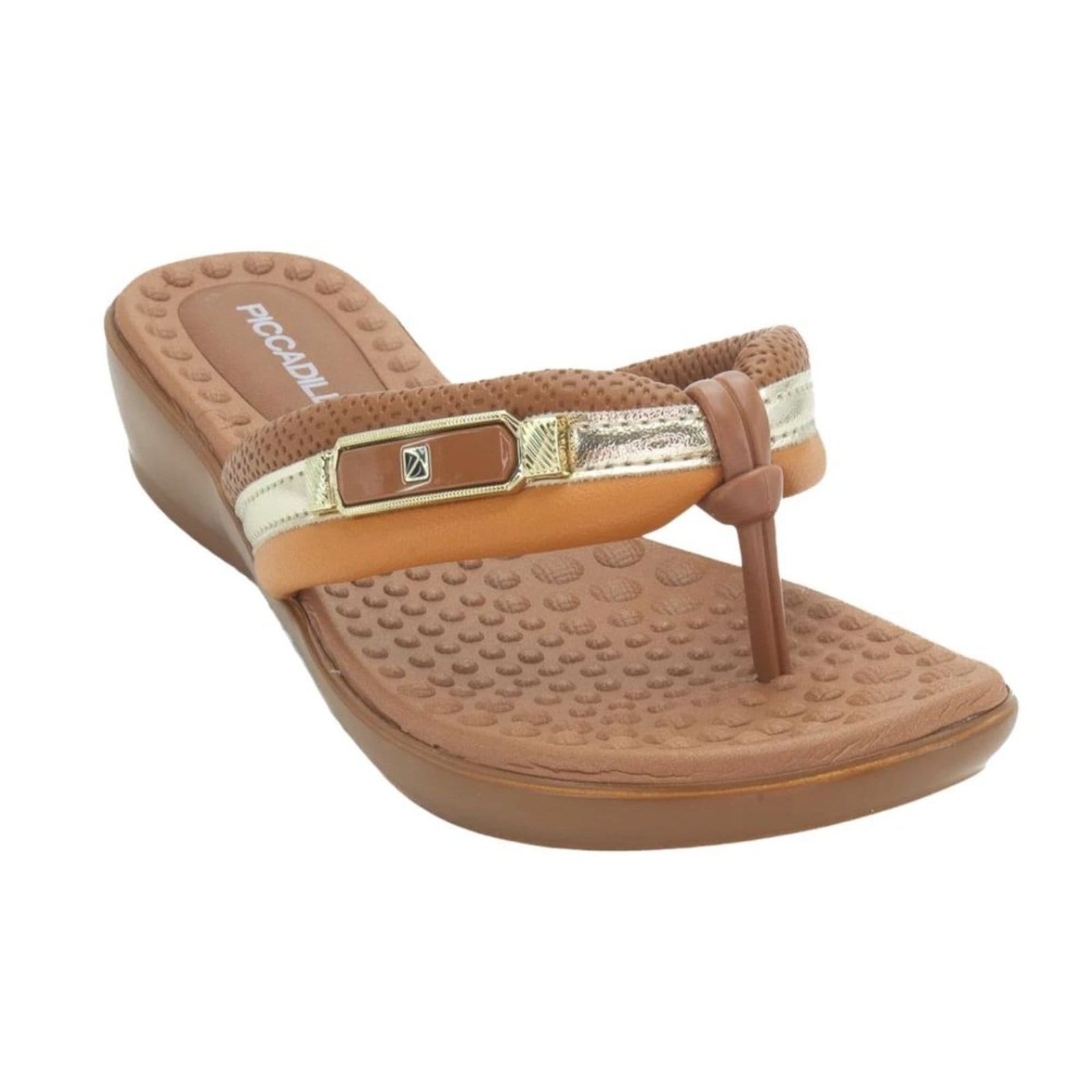Vista 2 Chinelo Feminino Dedo Anabela Piccadilly Marrom Piccadilly laranja