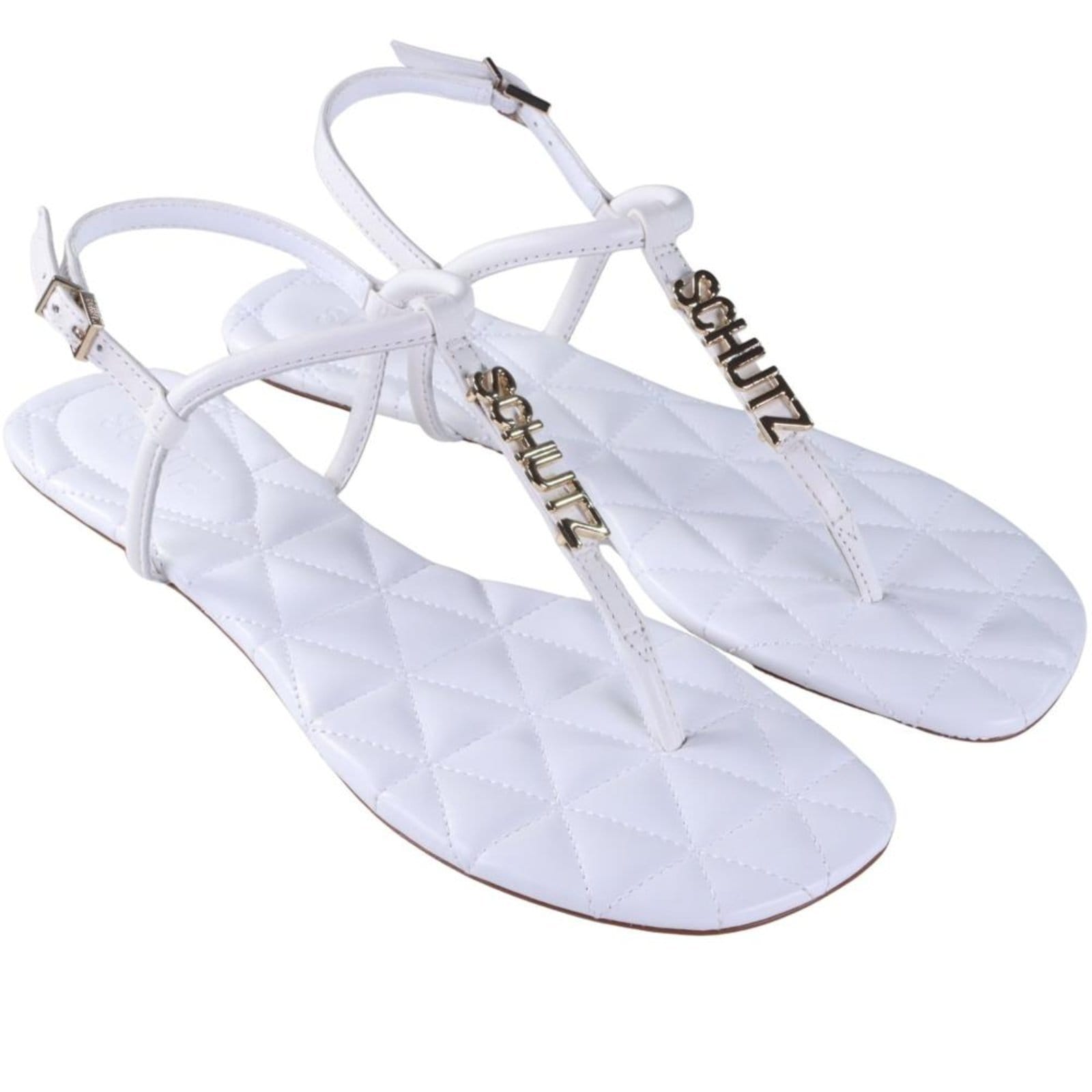 Vista 2 Sandália Feminina Schutz Rasteira S011680227 Gloss/White Incolor Schutz incolor white