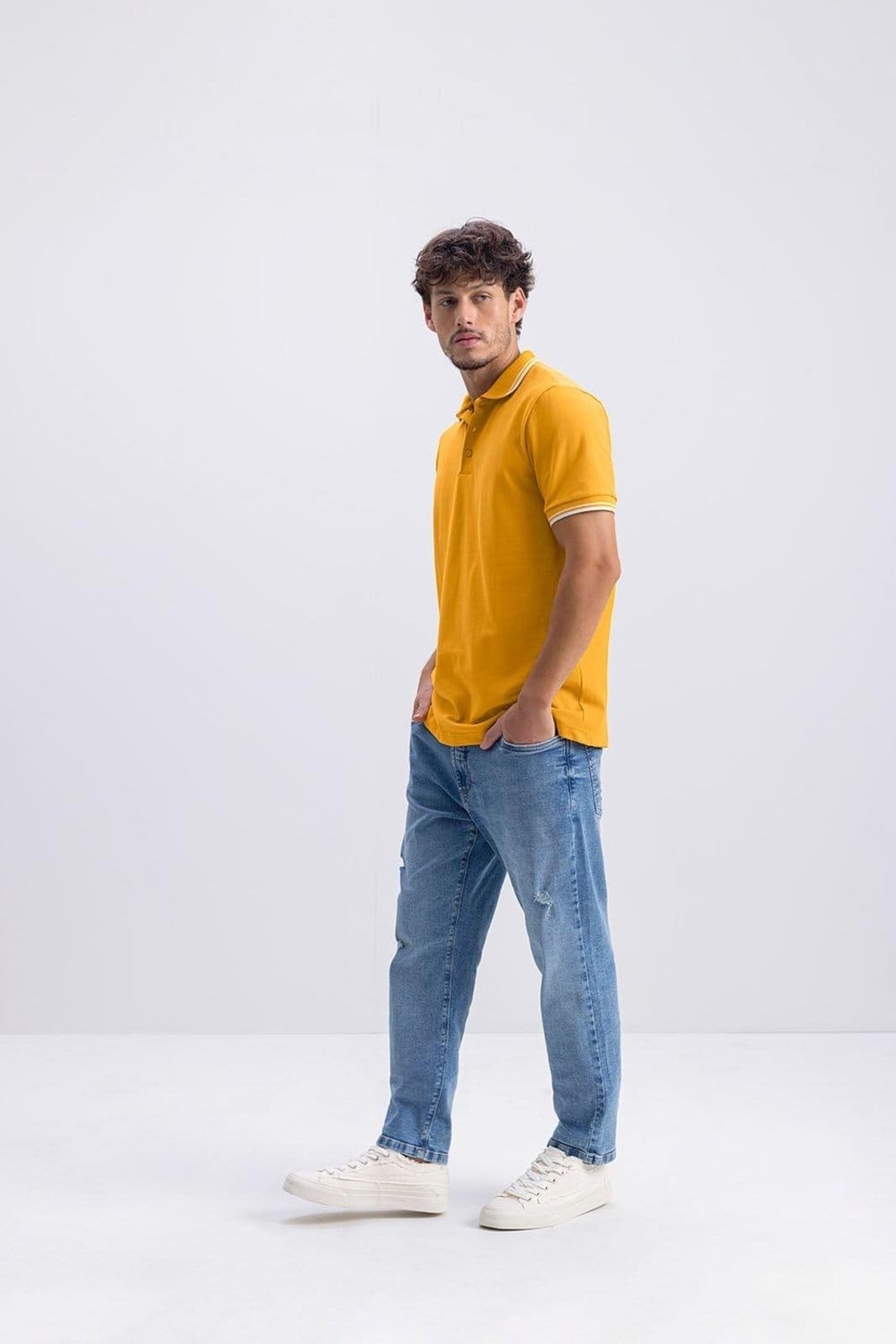 Vista principal Calça Jeans Slim Masculina Essendi Jeans Médio Essendi azul