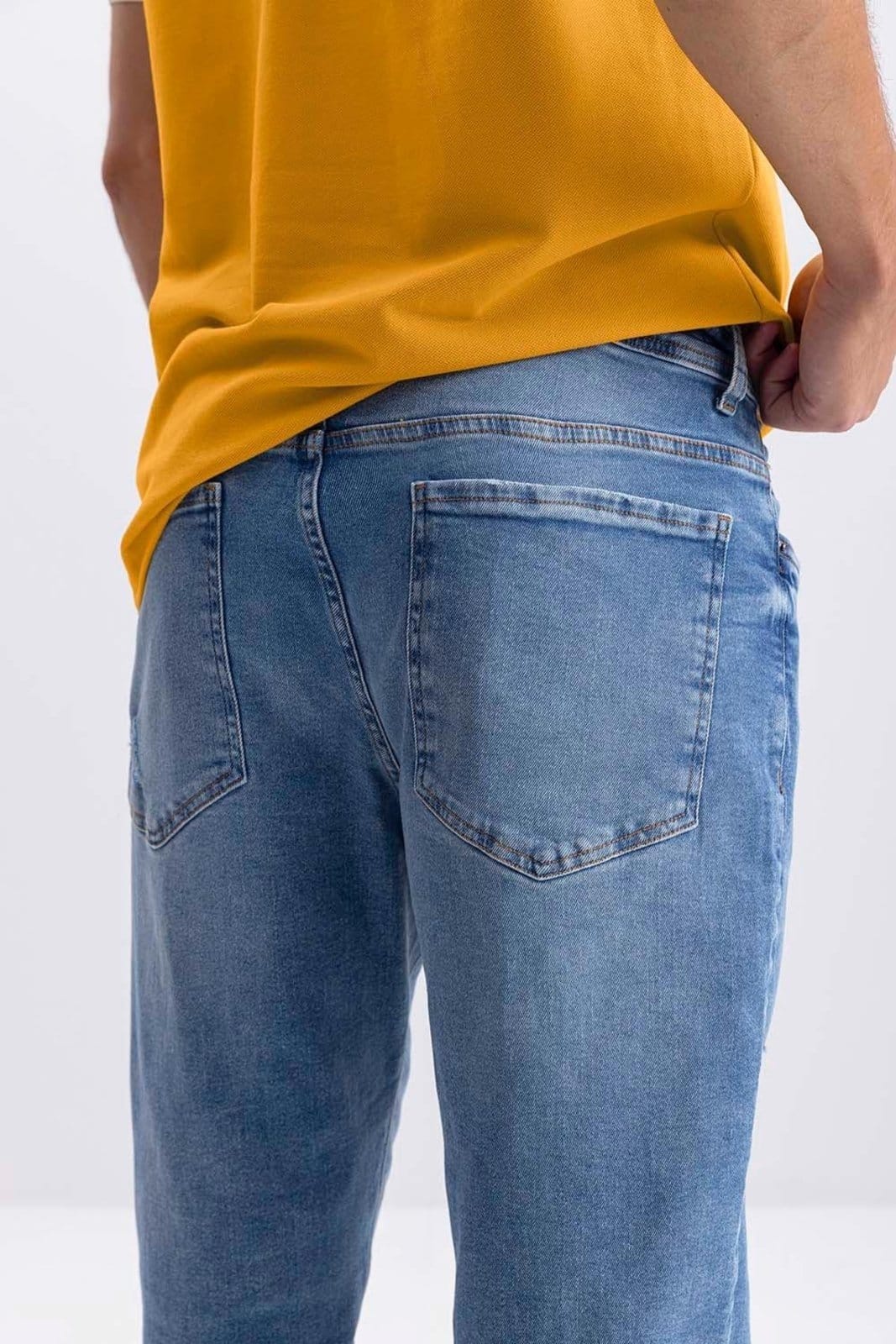 Vista 2 Calça Jeans Slim Masculina Essendi Jeans Médio Essendi azul