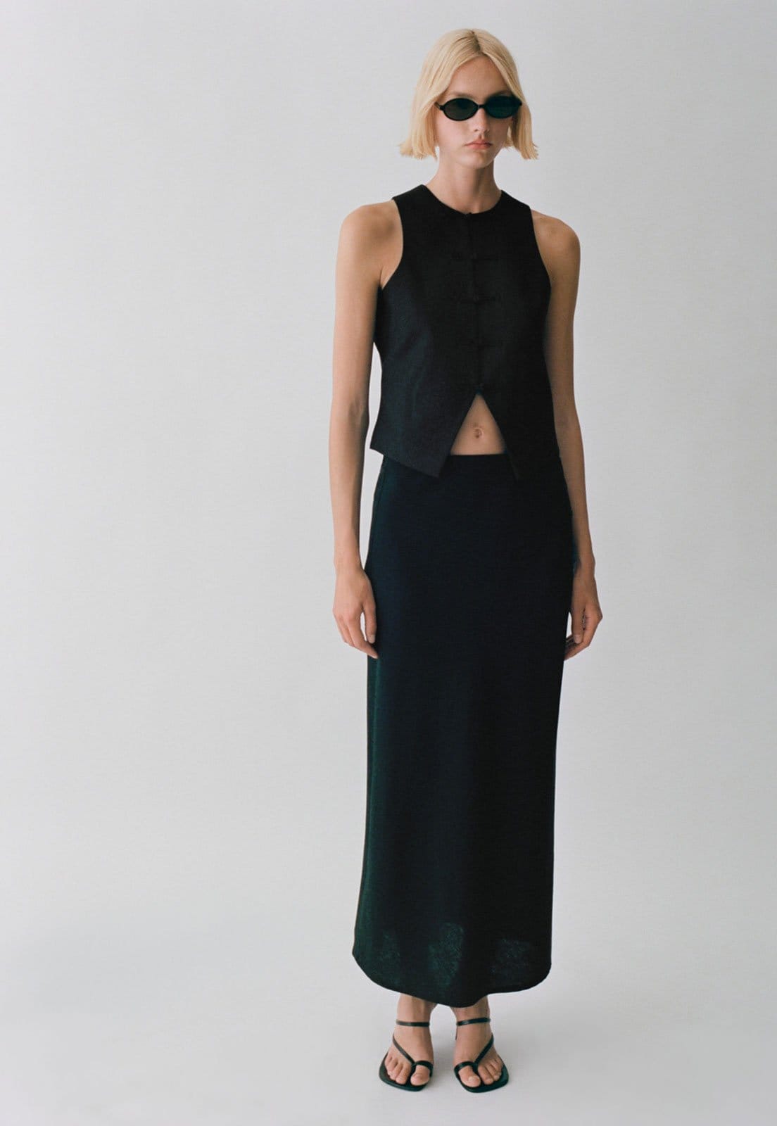 Vista principal Saia Mango Longa Laguna Preta Mango preto