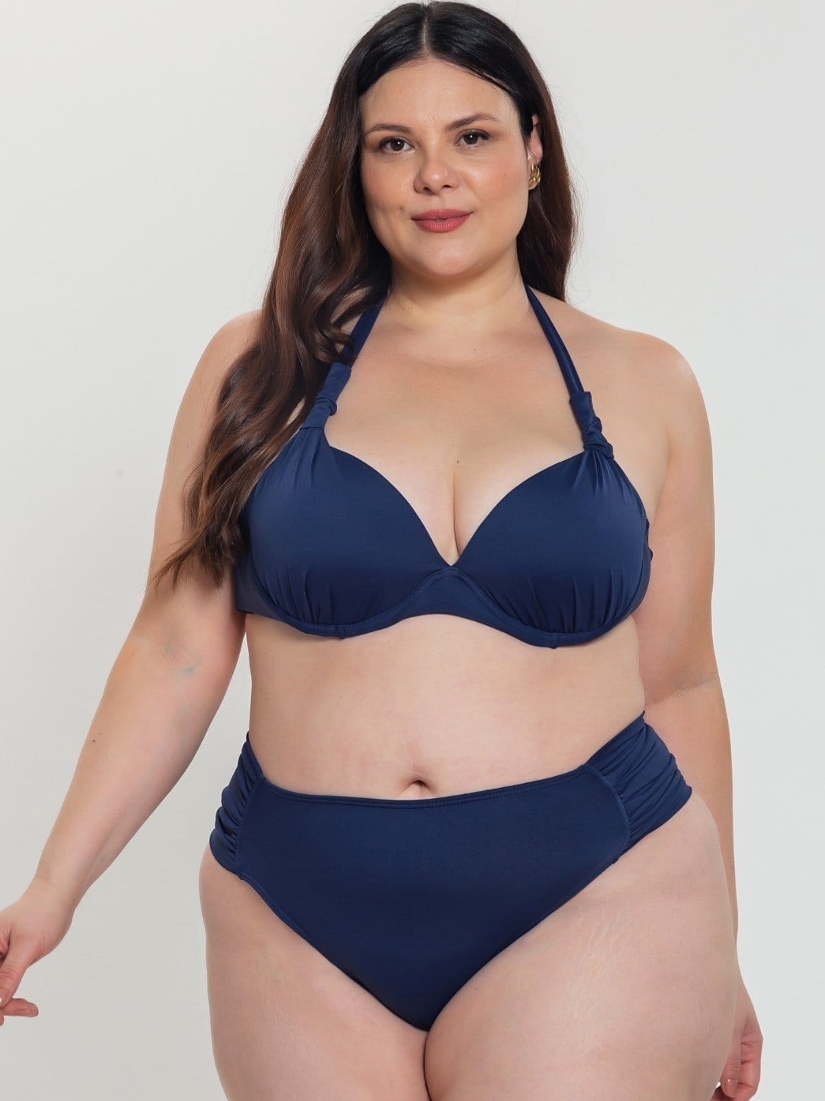 Biquini Plus Size Orla da Praia com Bojo Meia Taça e Calcinha Drapeada