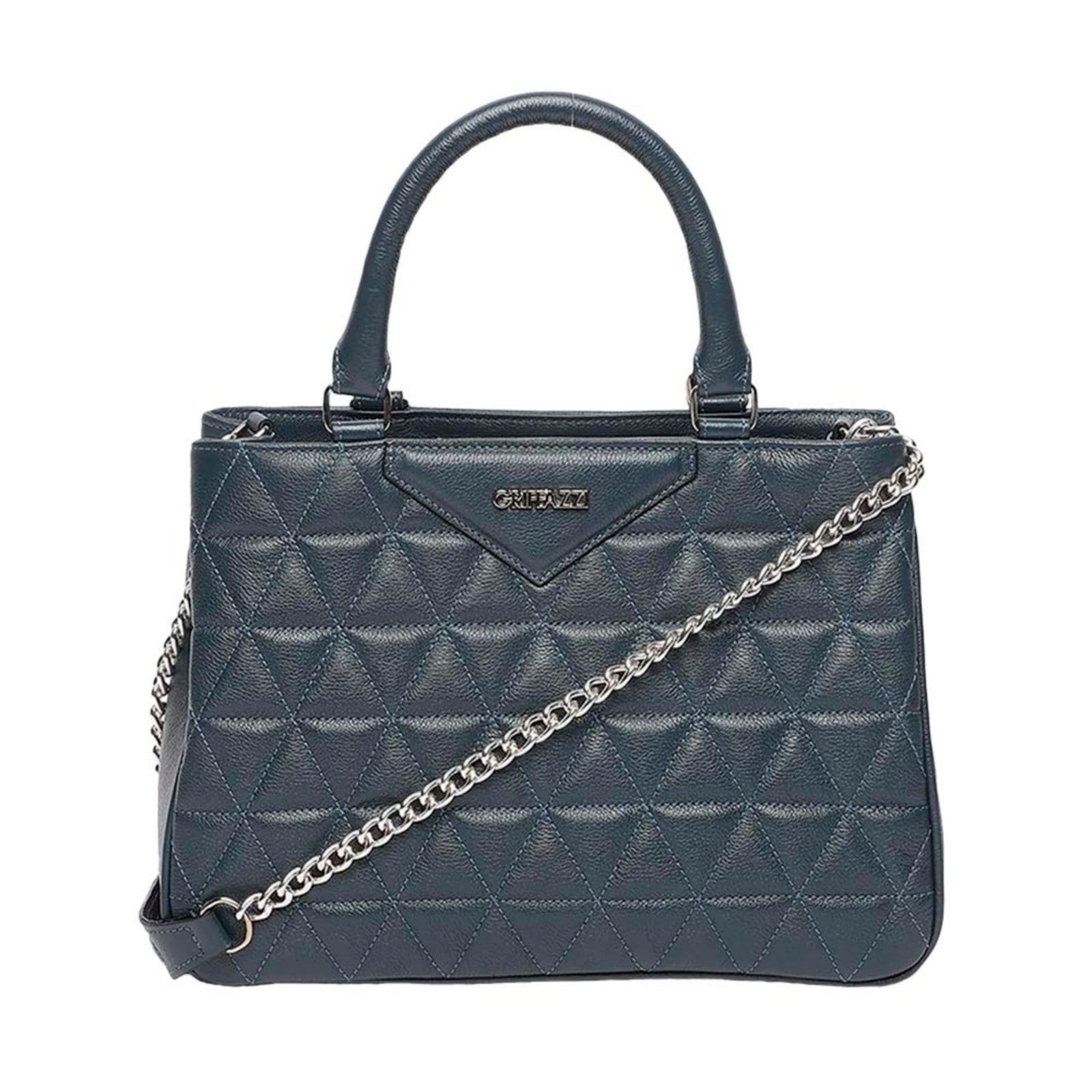 Vista principal Bolsa Estruturada de Couro Griffazzi Marinho Griffazzi multicolorido