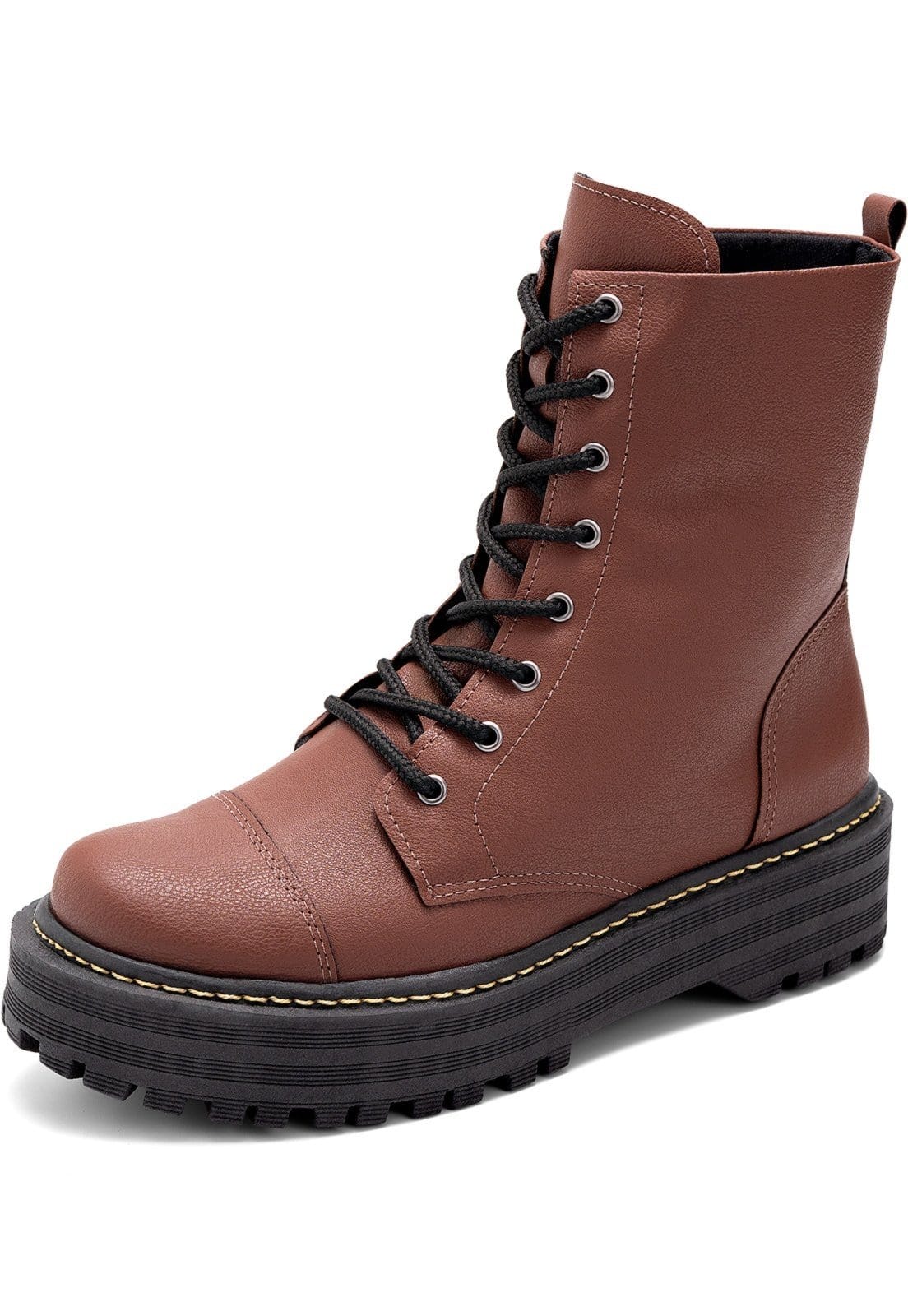 Coturno Feminino Lumiss Cano Curto Tratorado Plataforma Confortável