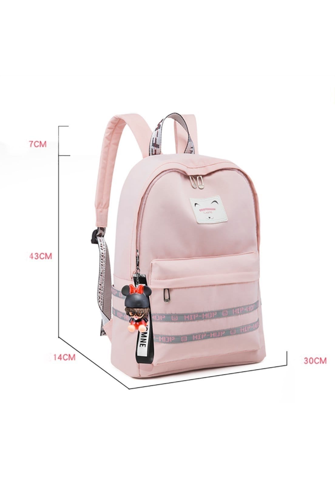 Vista 2 Mochila Impermeável Bolsa Grande Escola Faculdade Madami rosa