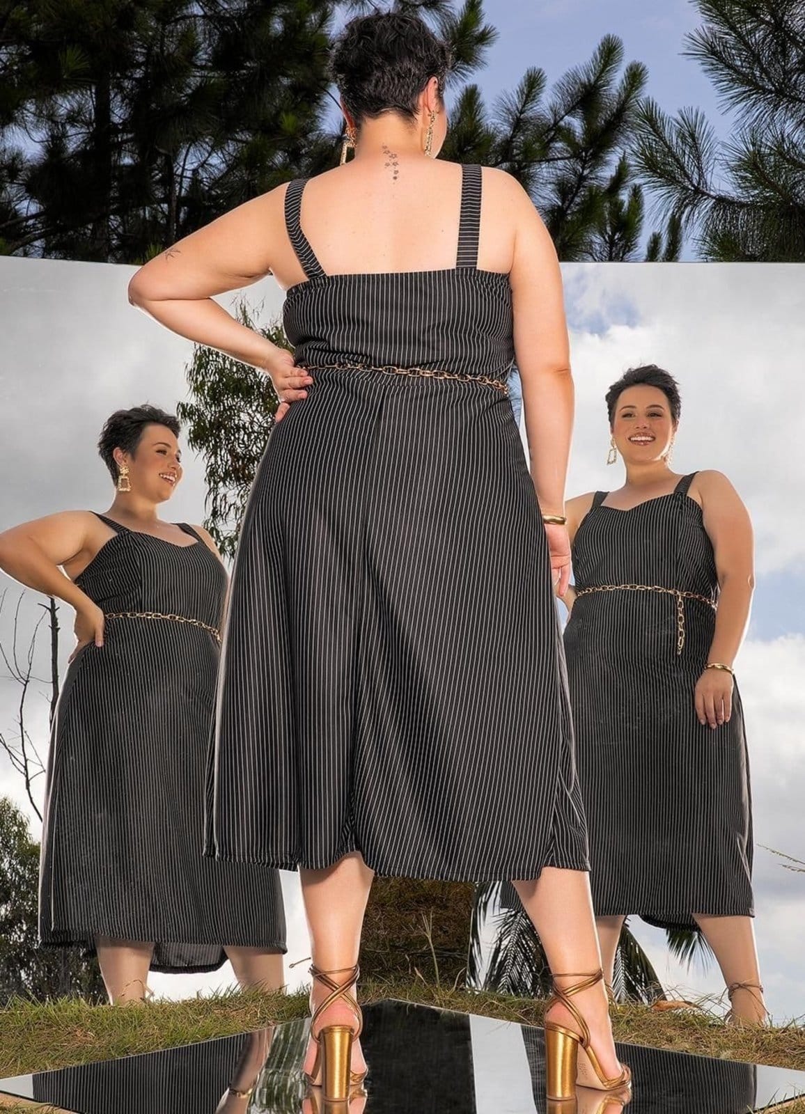 Vista 2 Vestido Em Malha Fio Tinto Marguerite preto