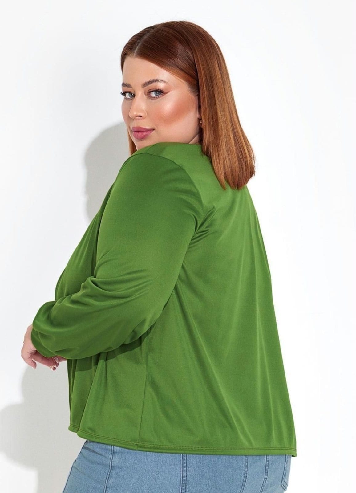 Vista 2 Cardigan Alongado Plus Size Marguerite verde