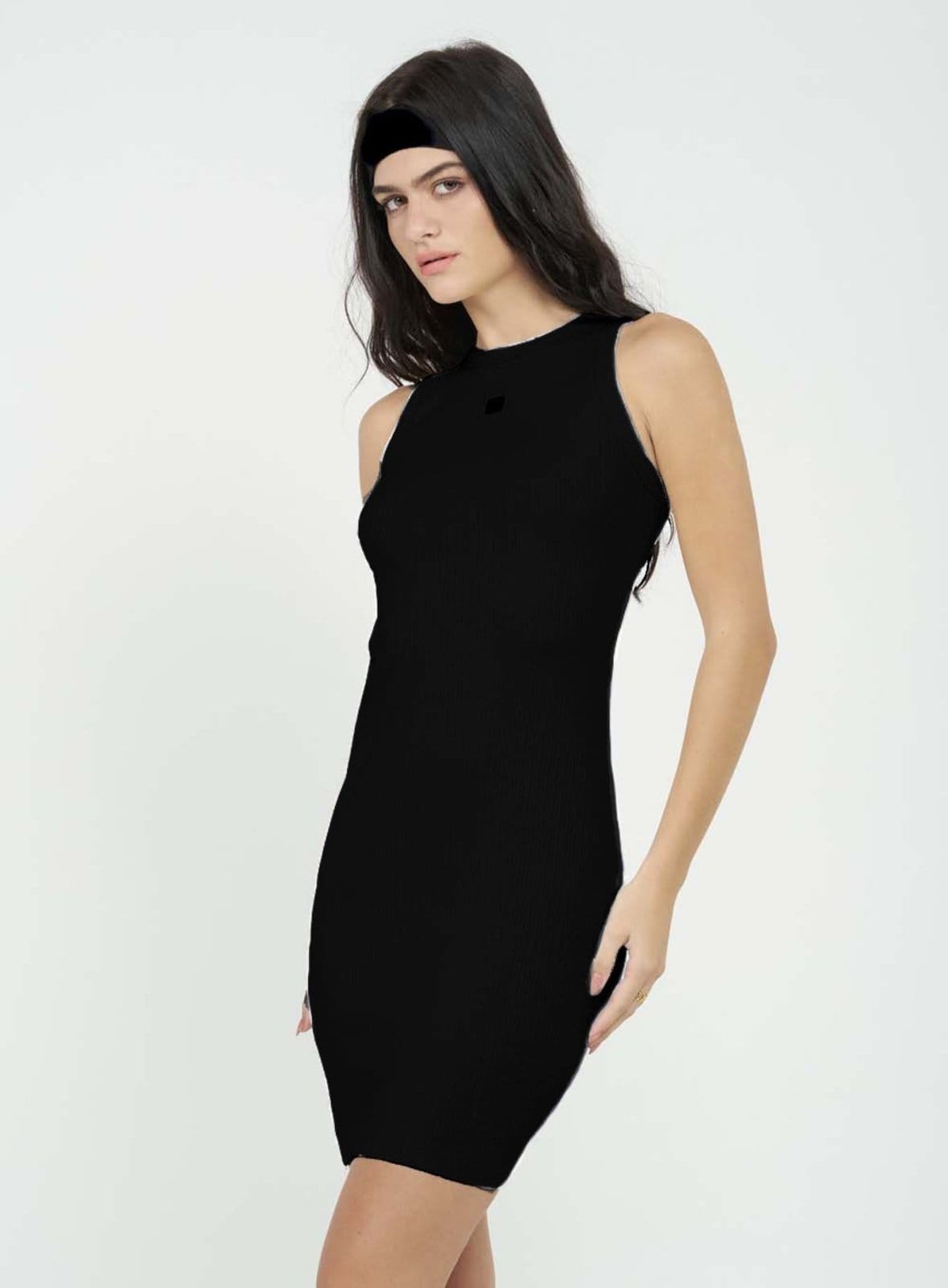 Vista principal Vestido Small Canelado com Placa Frontal Colcci CLC Colcci CLC preto