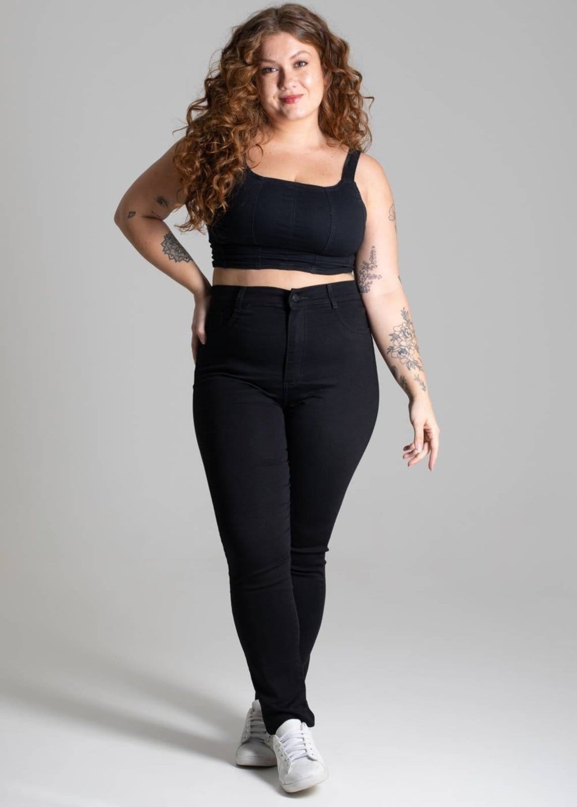 Vista 2 Calça Sarja Sawary Plus Size Cigarrete - 275124 Sawary preto