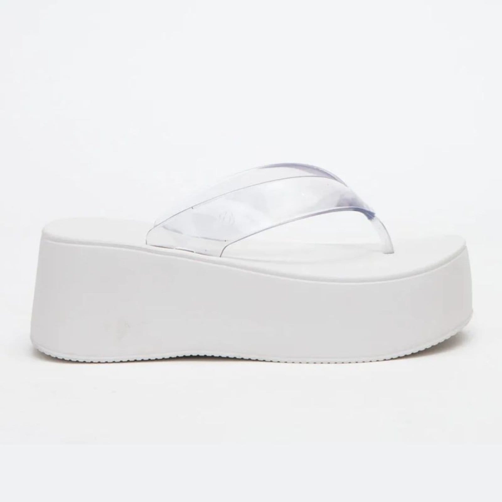 Chinelo Feminino Plataforma Plus II Translúcido White Petite Jolie PJ7703