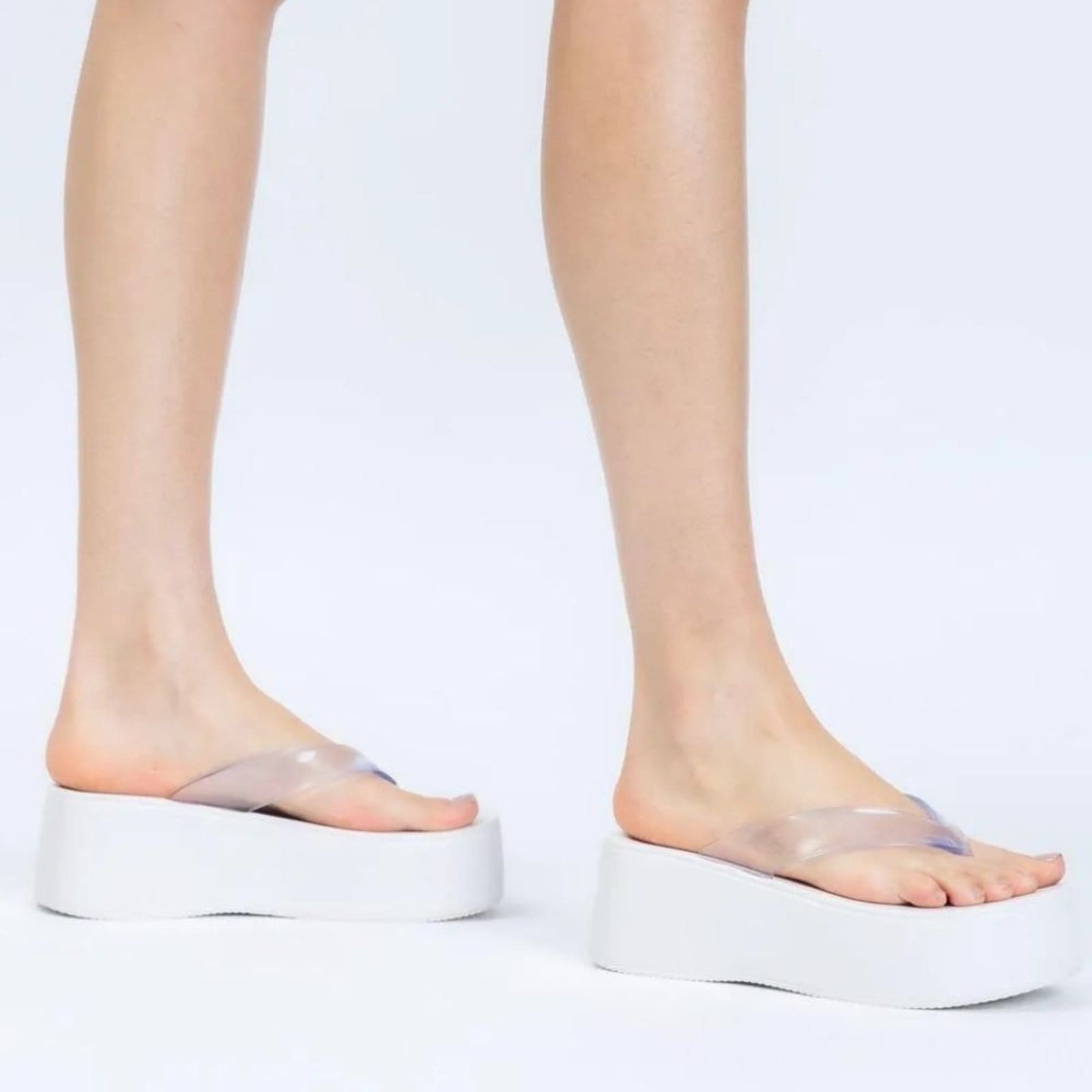 Vista 2 Chinelo Feminino Plataforma Plus II Translúcido White Petite Jolie PJ7703 Petite Jolie branco white