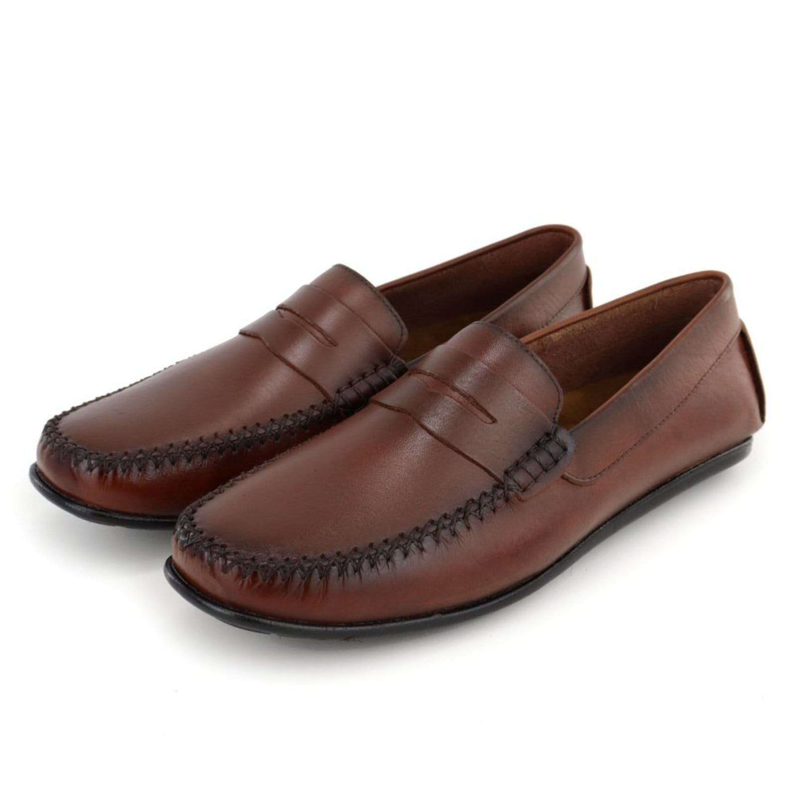 Mocassim Drive em Couro Masculino Conhaque