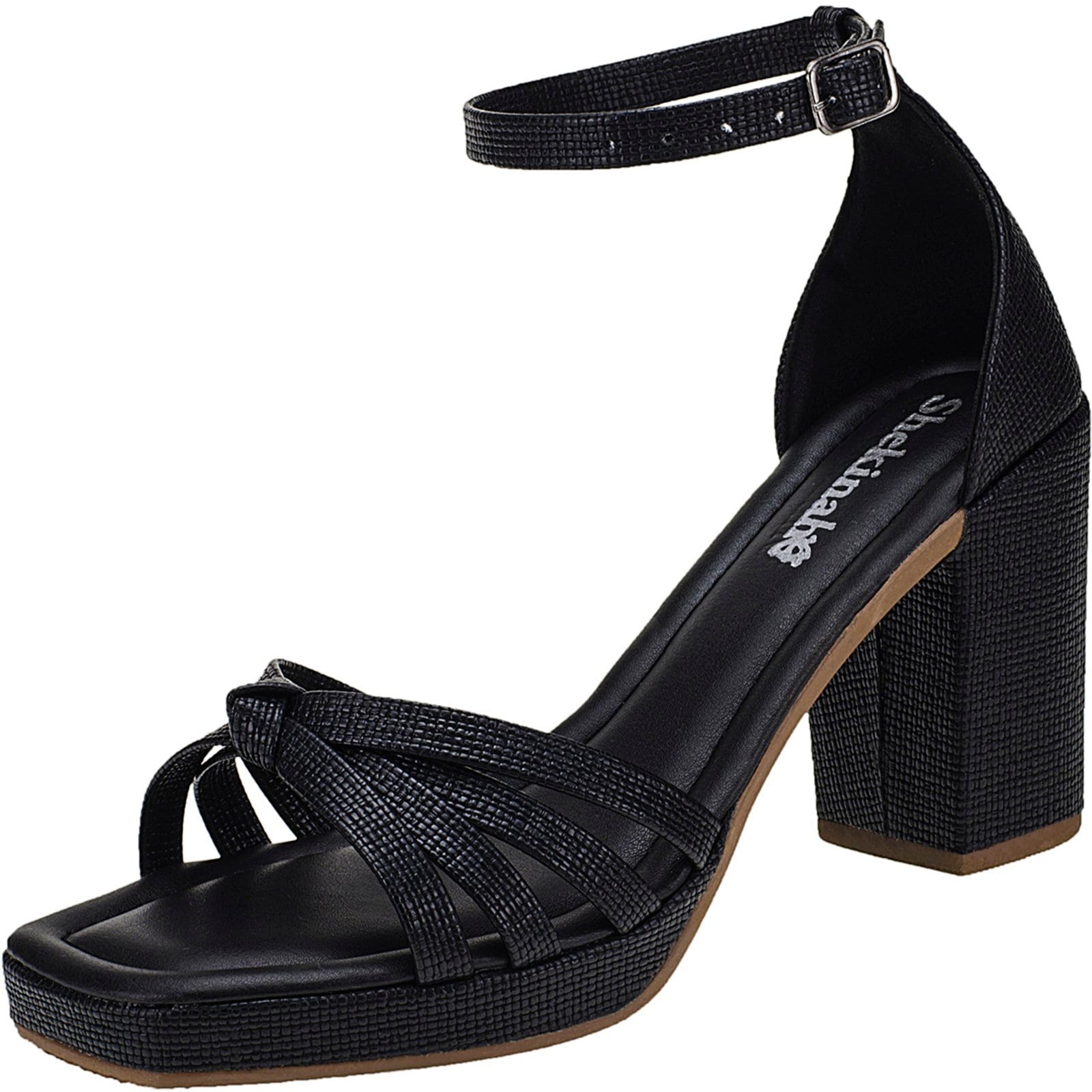 Sandália Feminina Meia Pata Salto Alto Bloco Quadrado Shekinah Confortável