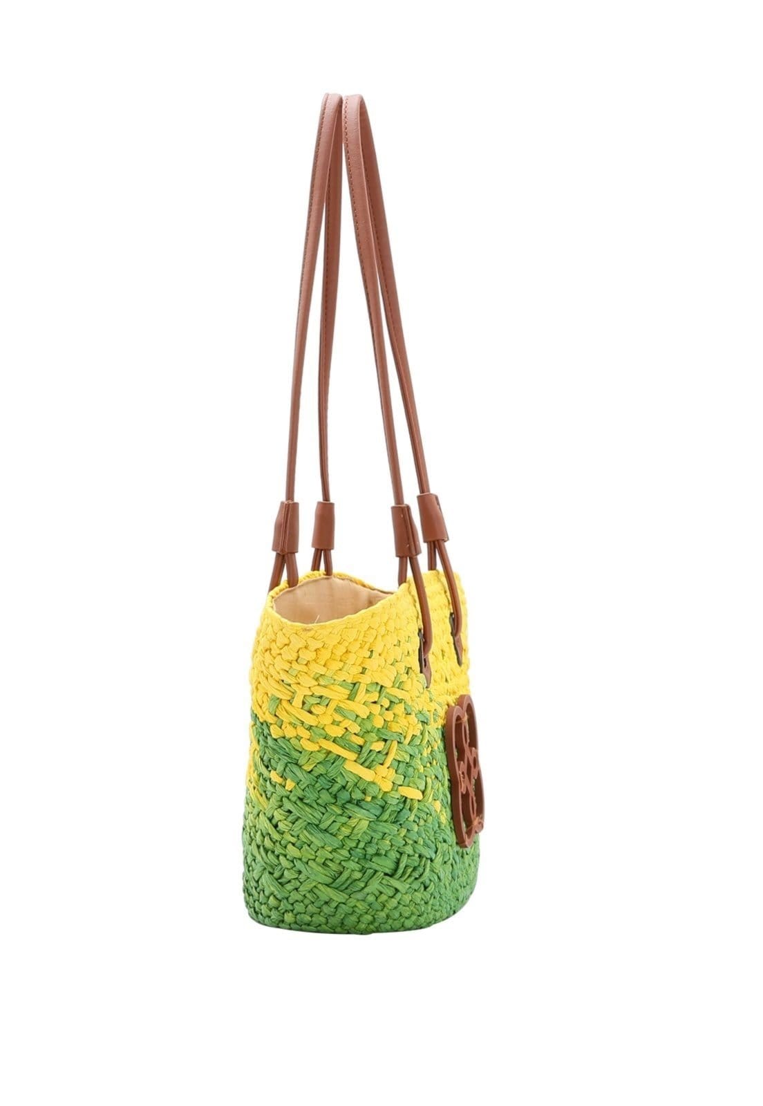 Vista 2 Bolsa Feminina Chenson Palha Ombro Media Praia Piscina Verão Amarela 3184578 Chenson amarelo