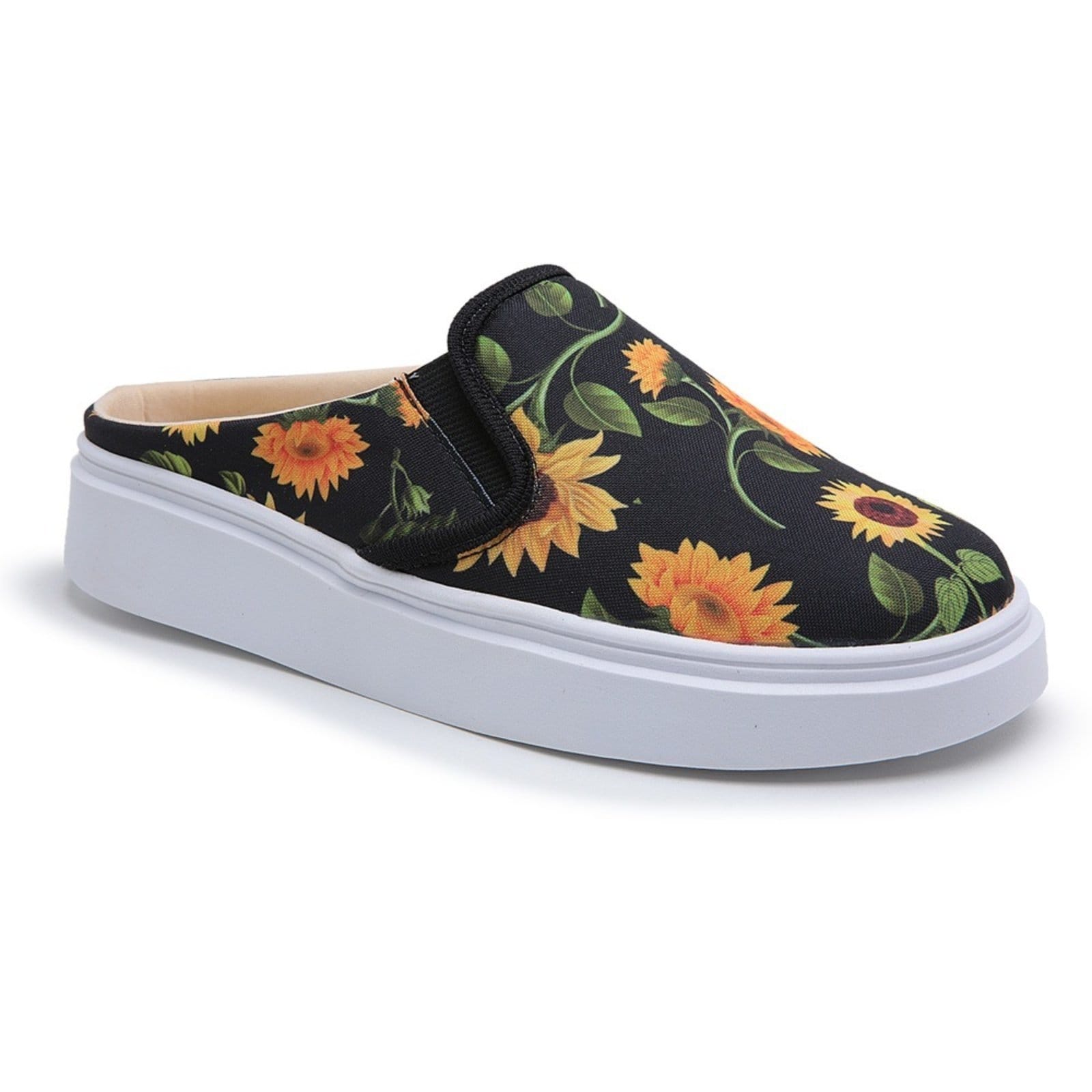 Mule Slip On Babuche Tênis Casual Feminino Solado Flat Emborrachado Confortável Prático Macio Amarelo