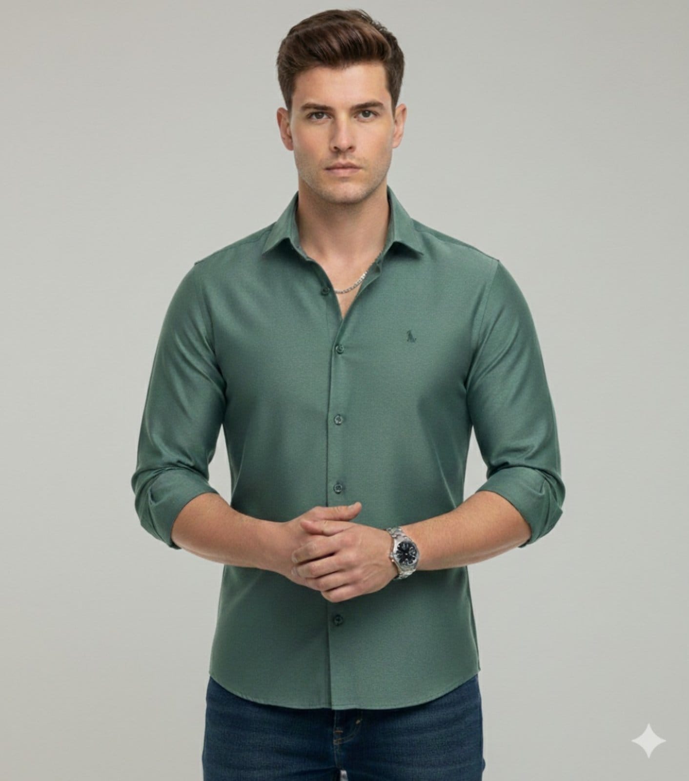 Camisa Social Amil Printer Slim Algodão/Poliéster Macia e Fácil de Passar Militar - 2