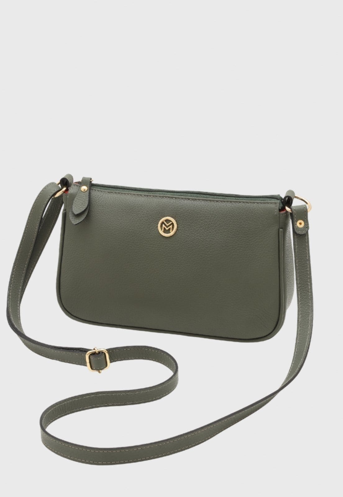 Vista principal Bolsa Transversal Couro Mariart 2030 Army Mariart verde militar