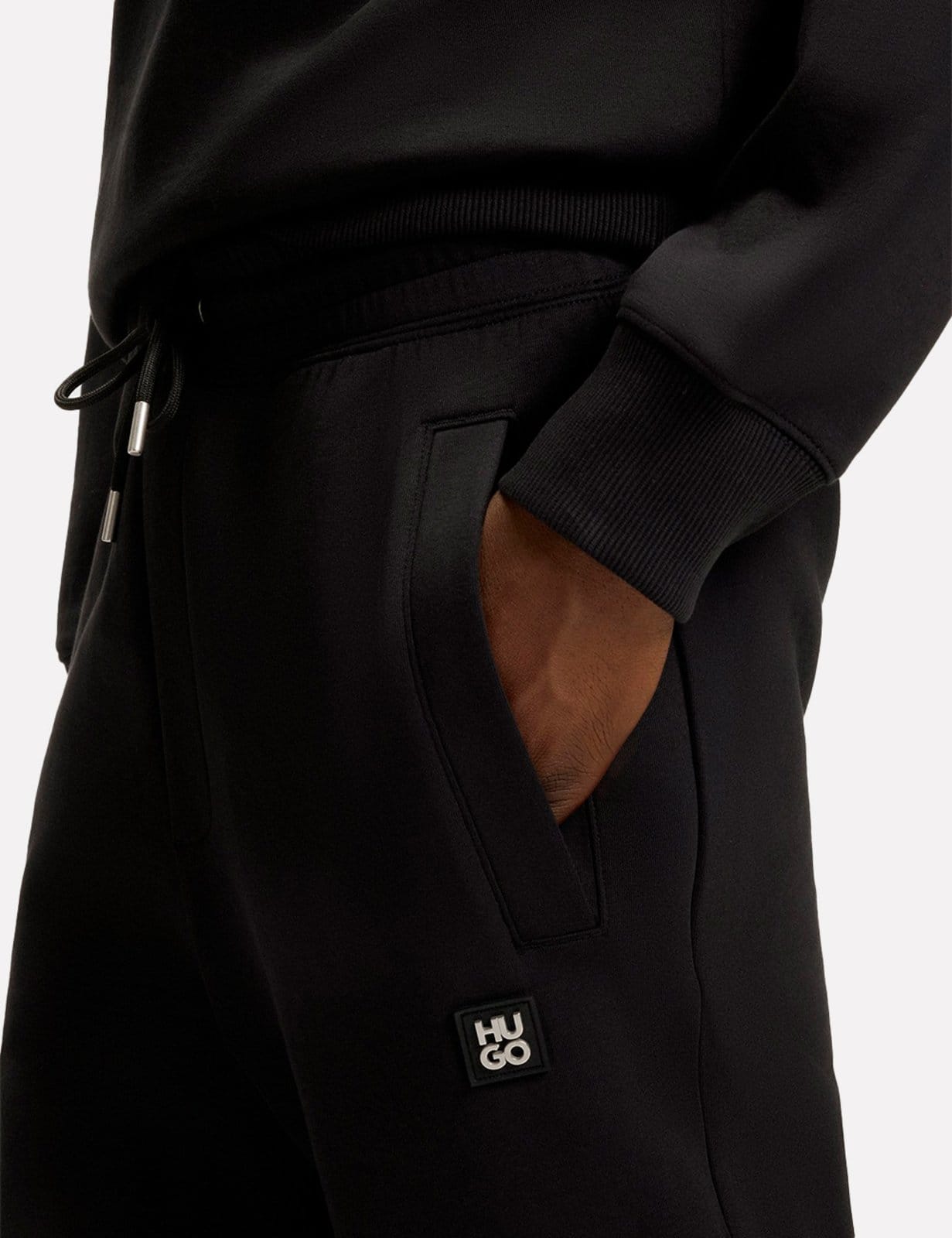 Vista 2 Calça Hugo Boss Masculina Moletom Regular Fit Dimacs 002 Preta Hugo Boss preto