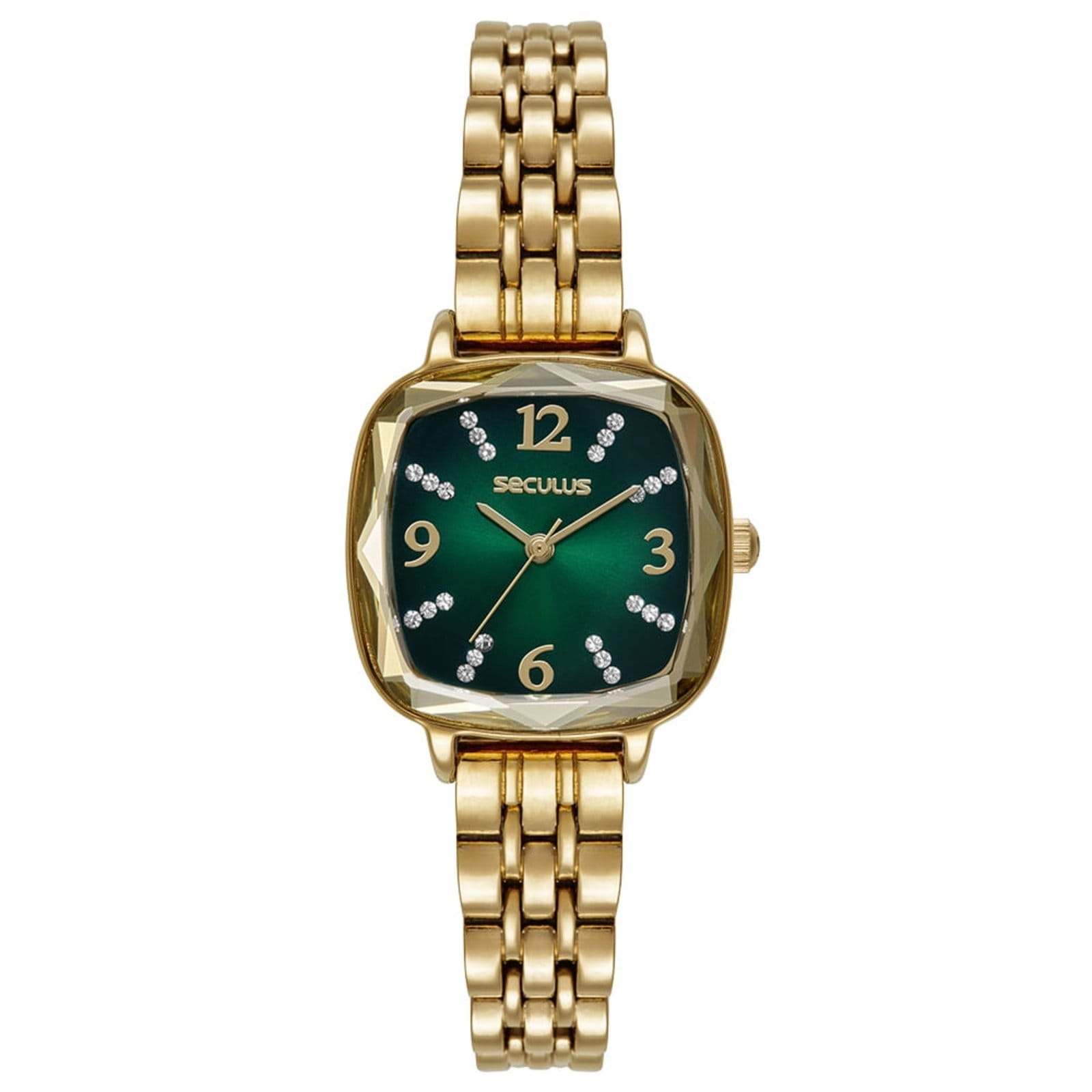 Vista principal Relógio Feminino Quadrado Vintage Seculus dourado