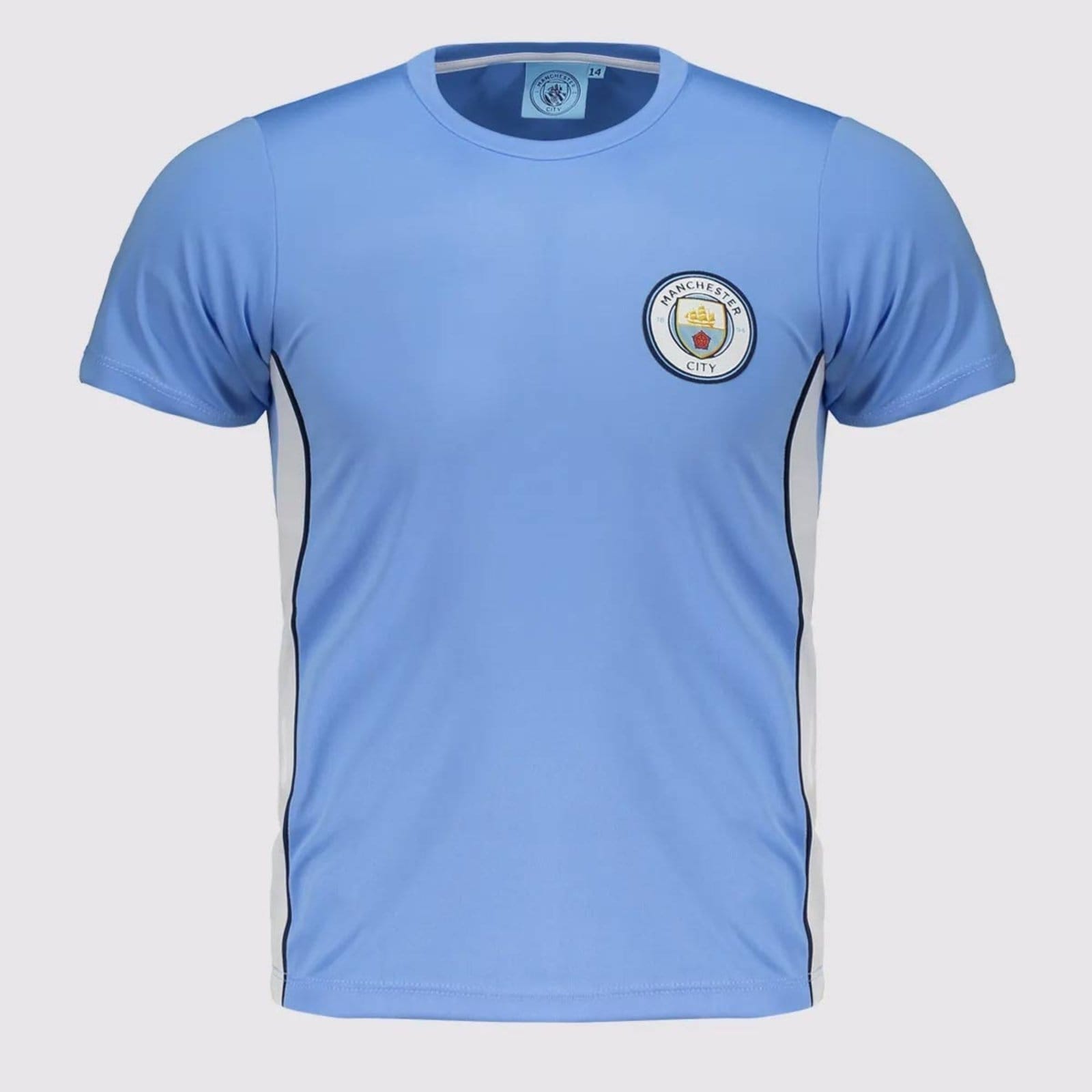 Vista 2 Camisa Manchester City Shield Juvenil 9 Haaland Balboa azul