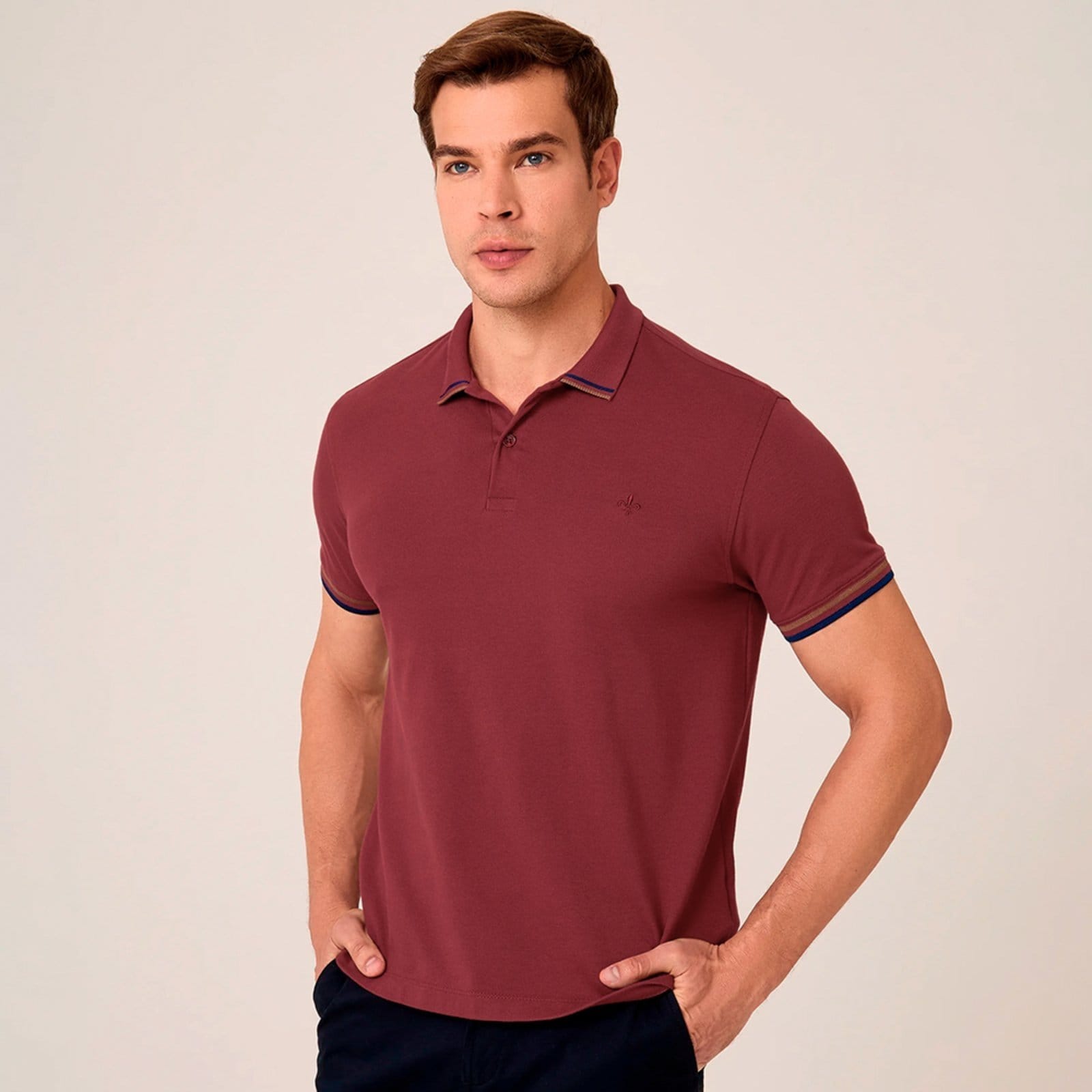 Camisa Polo Dudalina Piquet Jacquard Pr26 Masculino