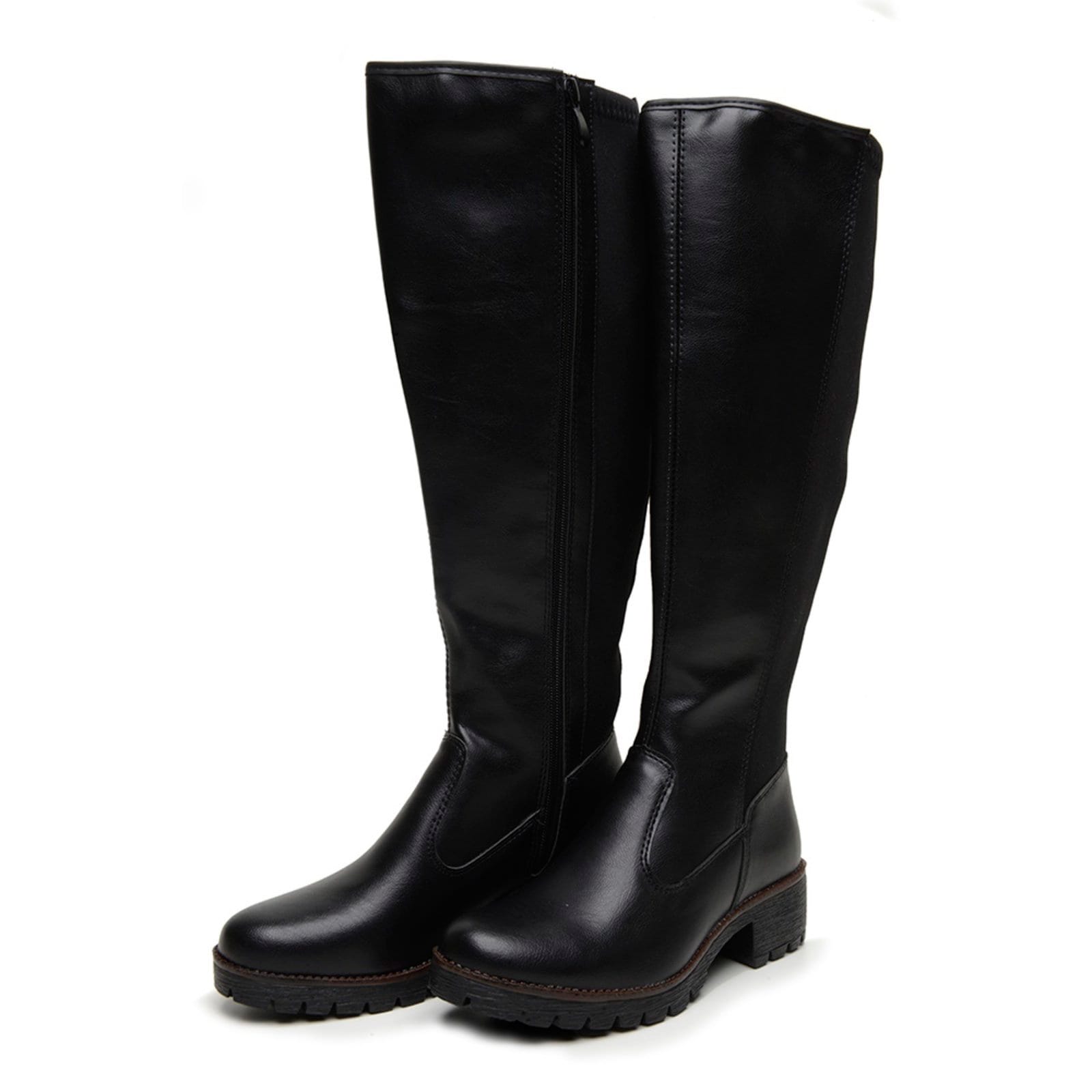 Vista 2 Bota Over Cano Longo Alto Feminina Elástico Panturrilha Preta Yes Basic preto