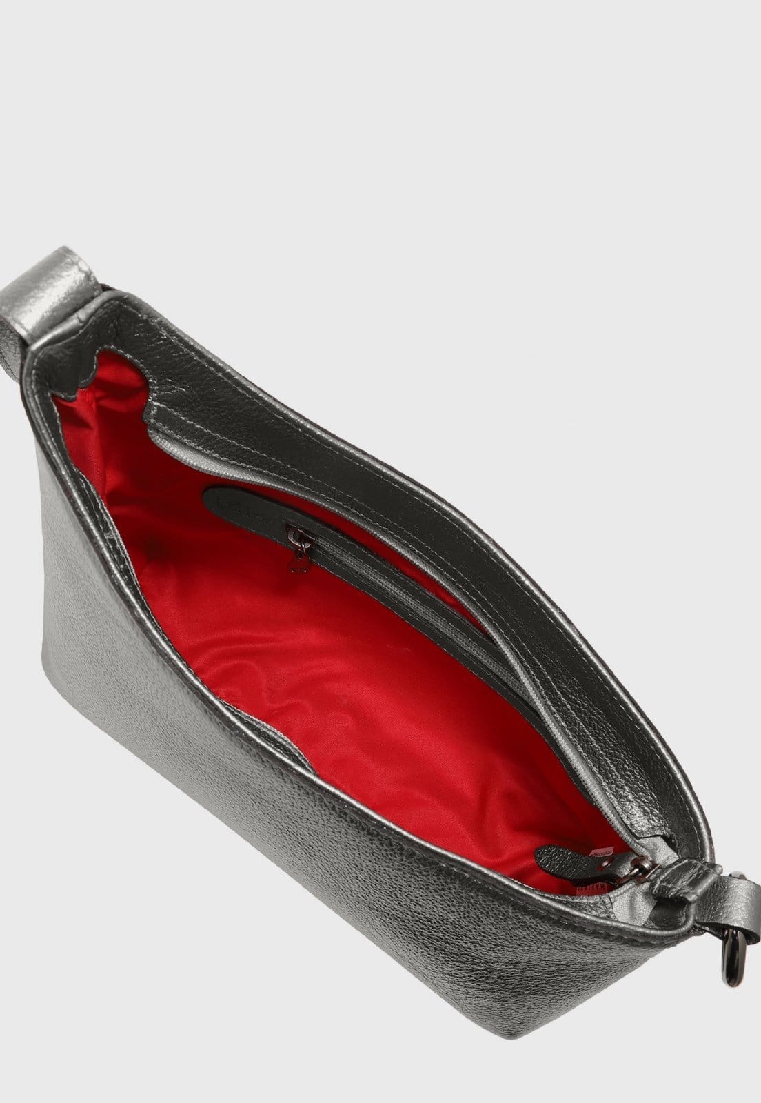 Vista 2 Bolsa Shoulder Couro Mariart Lírio Onix Mariart prata